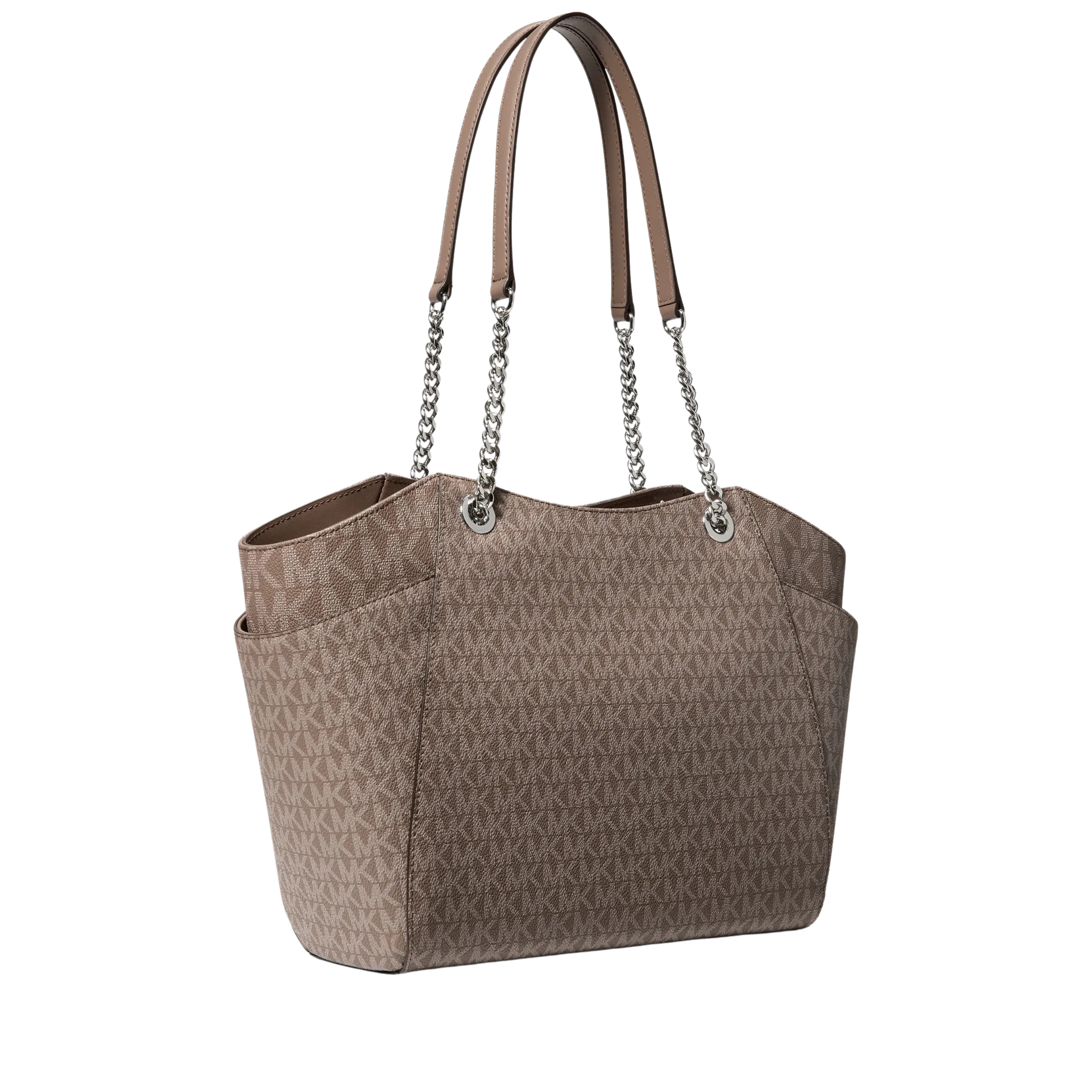 Michael Kors Women Jet Set Large Signature Logo Shoulder Bag - Mushroom