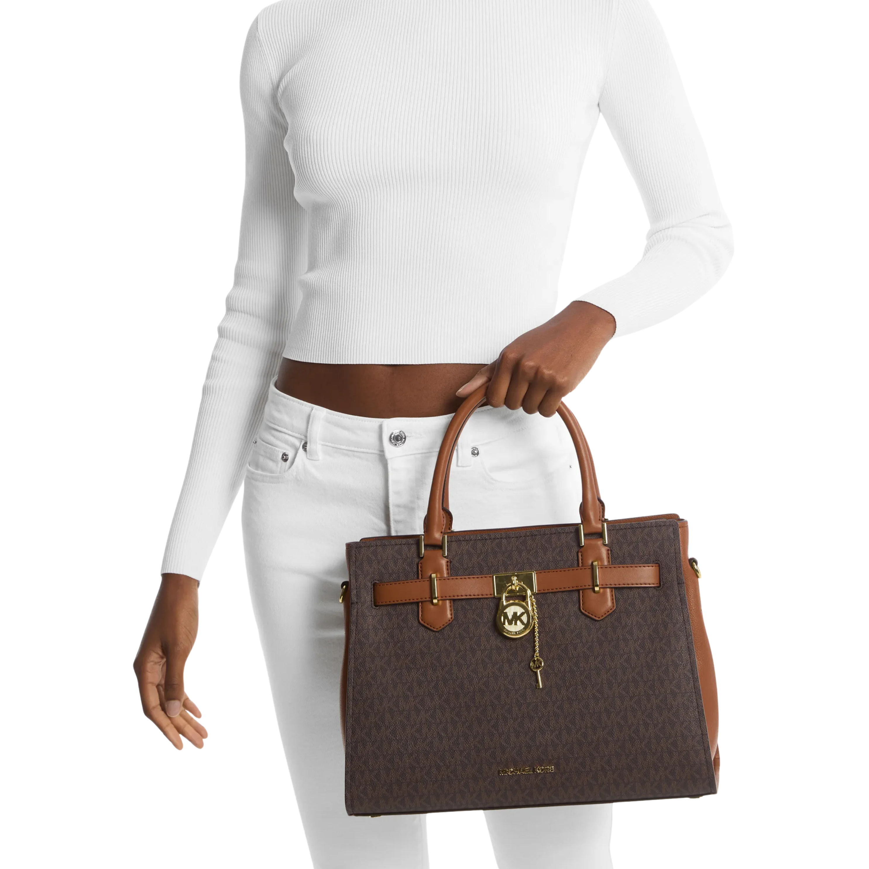 Michael Kors Women Hamilton Medium Logo Satchel - Brown