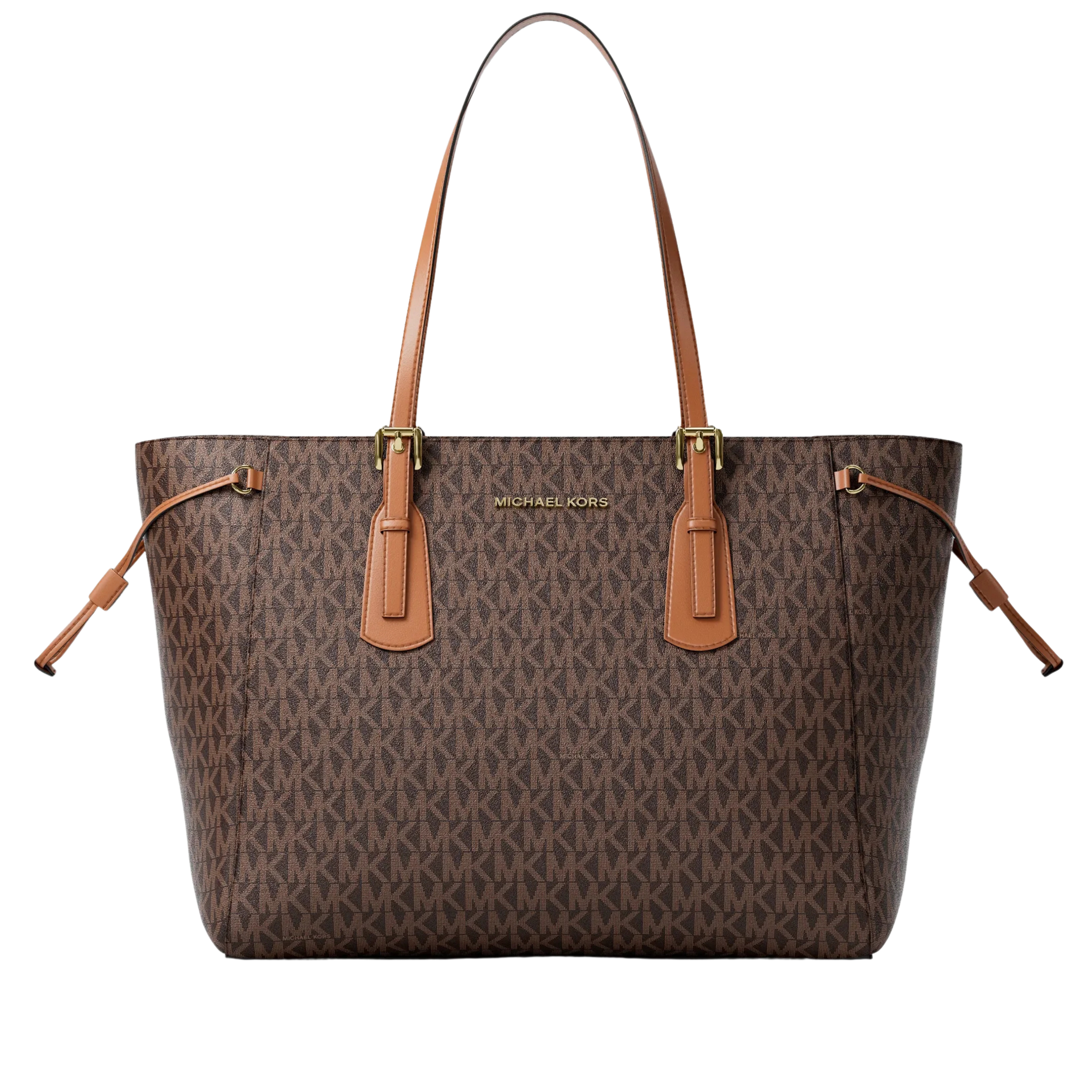 Michael Kors Women Voyager Large Signature Logo Top Zip Tote Bag - Brown