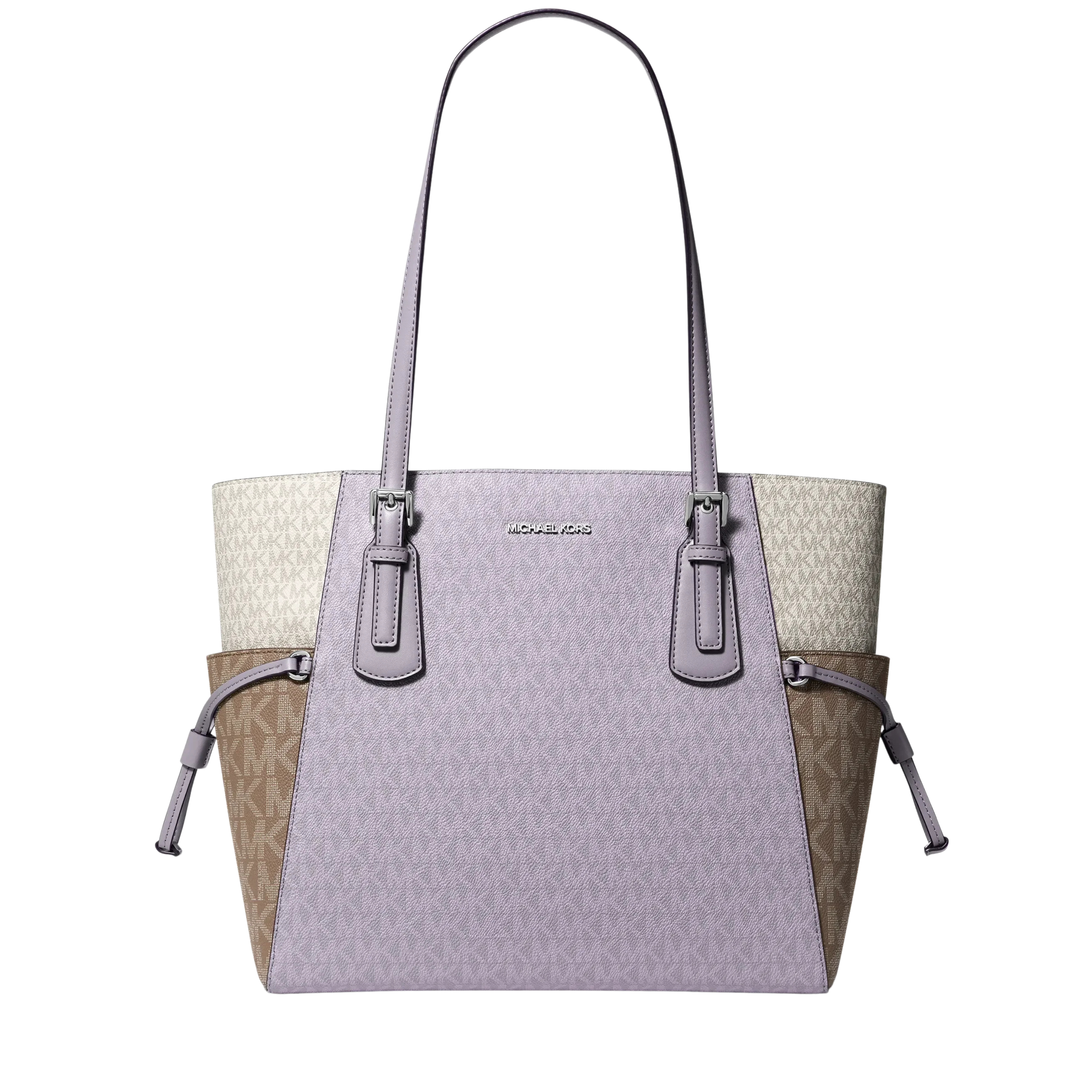 Michael Kors Women Voyager Large Color Block Signature Logo Tote Bag - Lilac