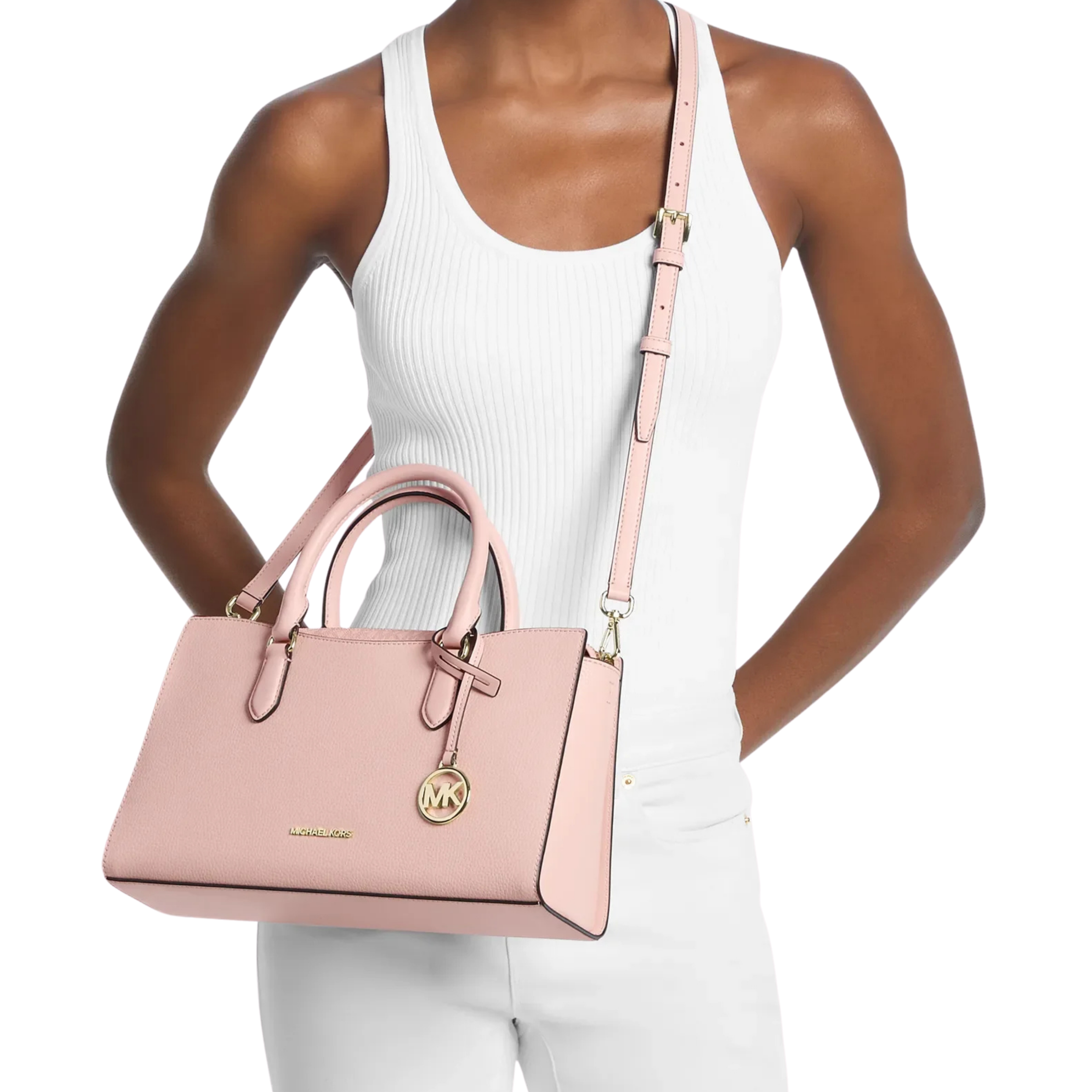 Michael Kors Women Arden Medium Leather Top Zip Satchel - Powder Blush
