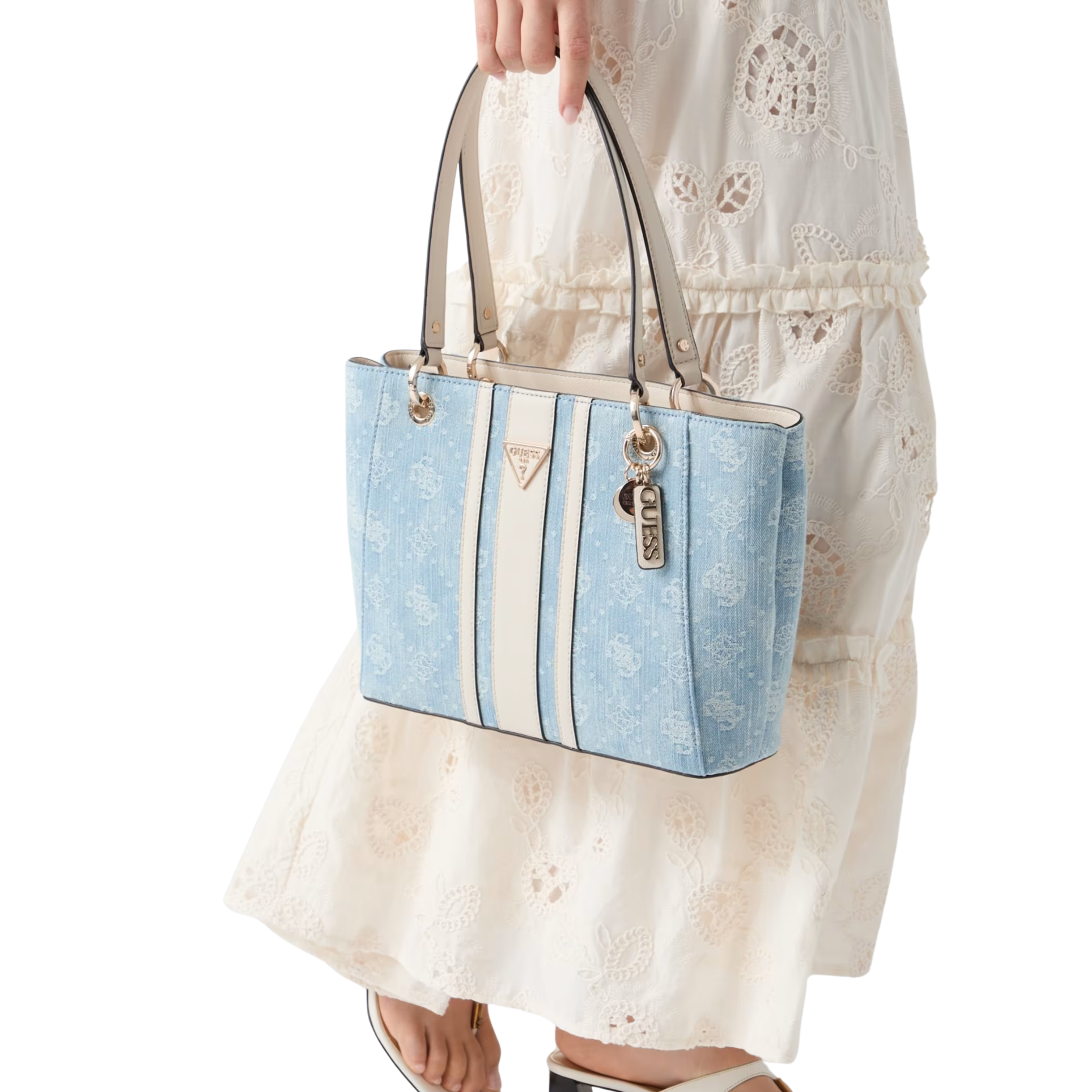 Guess Women Noelle Denim Tote Bag - Light Blue