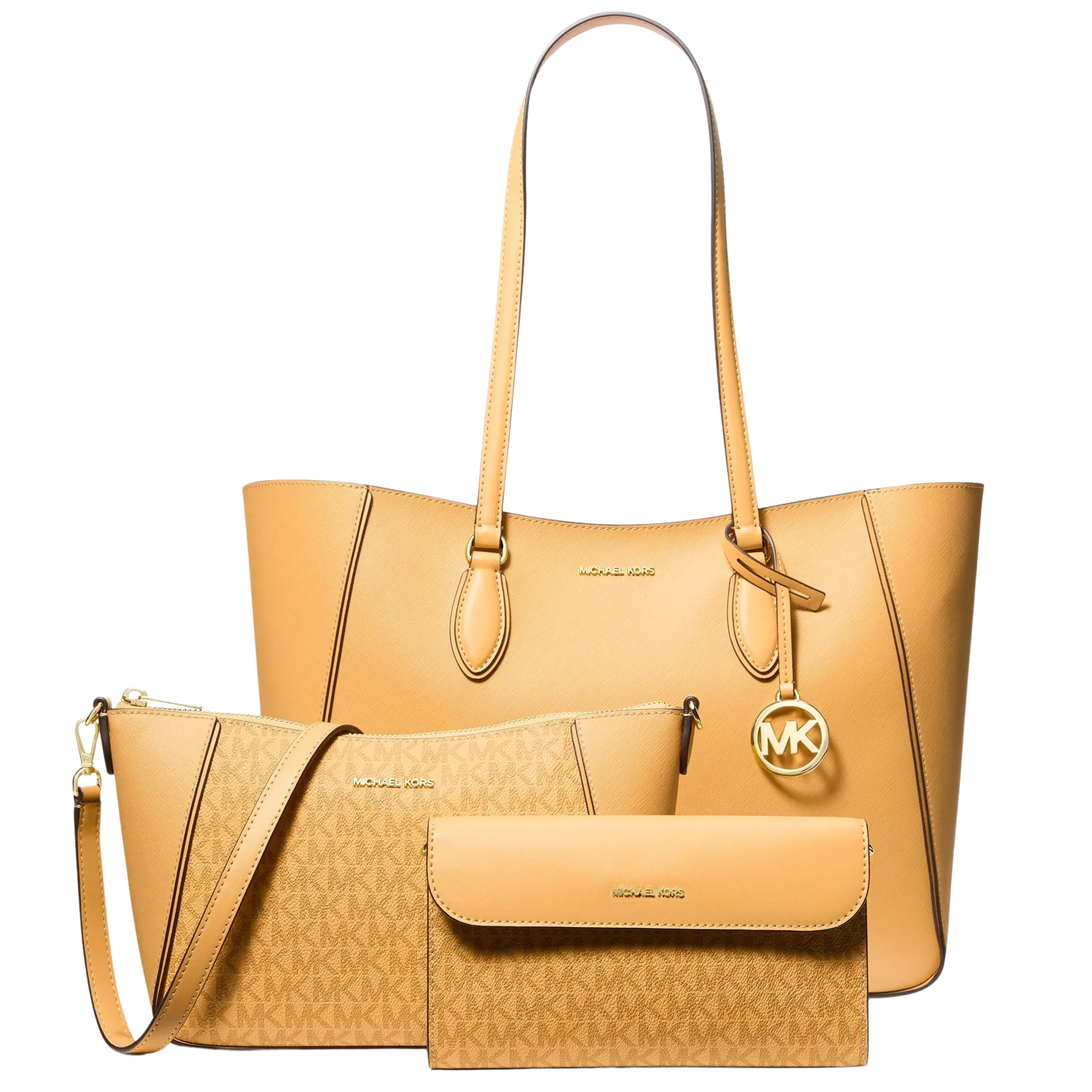 Michael Kors Women Jet Set Travel Large Signature Logo 3 In 1 Tote Bag - Honeywheat