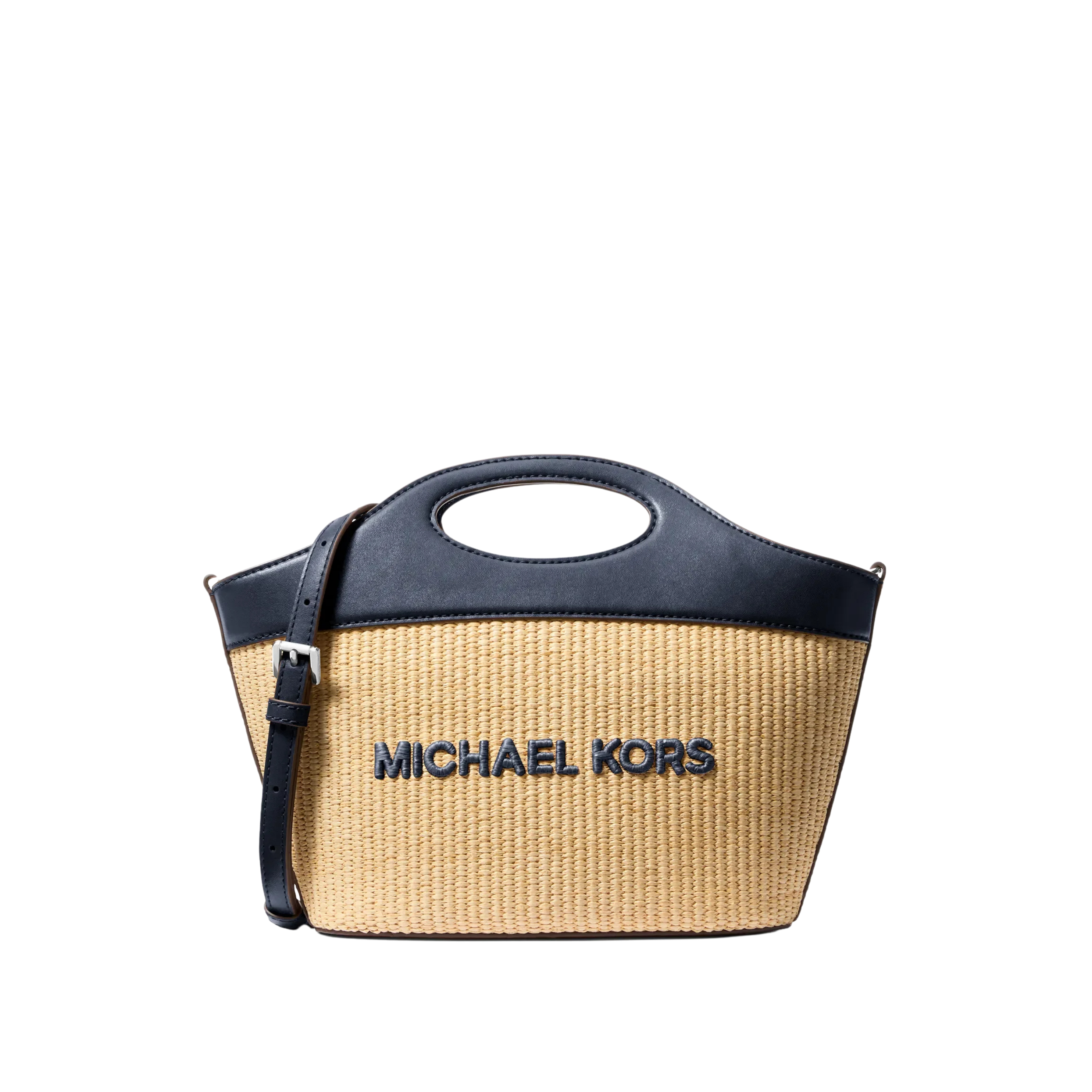 Michael Kors Women Tatum Medium Woven Convertible Crossbody Bag - Navy
