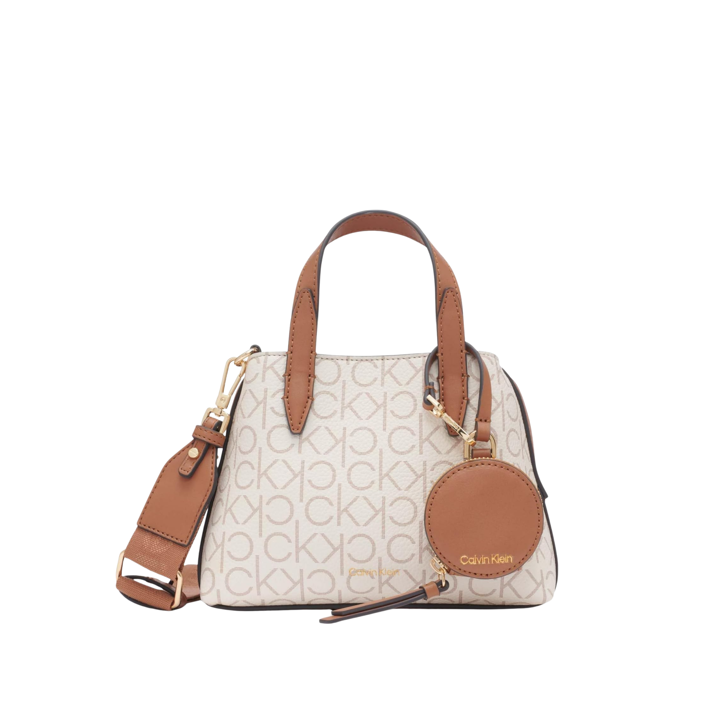 Calvin Klein Women Millie 2 In 1 Mini Satchel Crossbody Bag - Vanilla Khaki Caramel