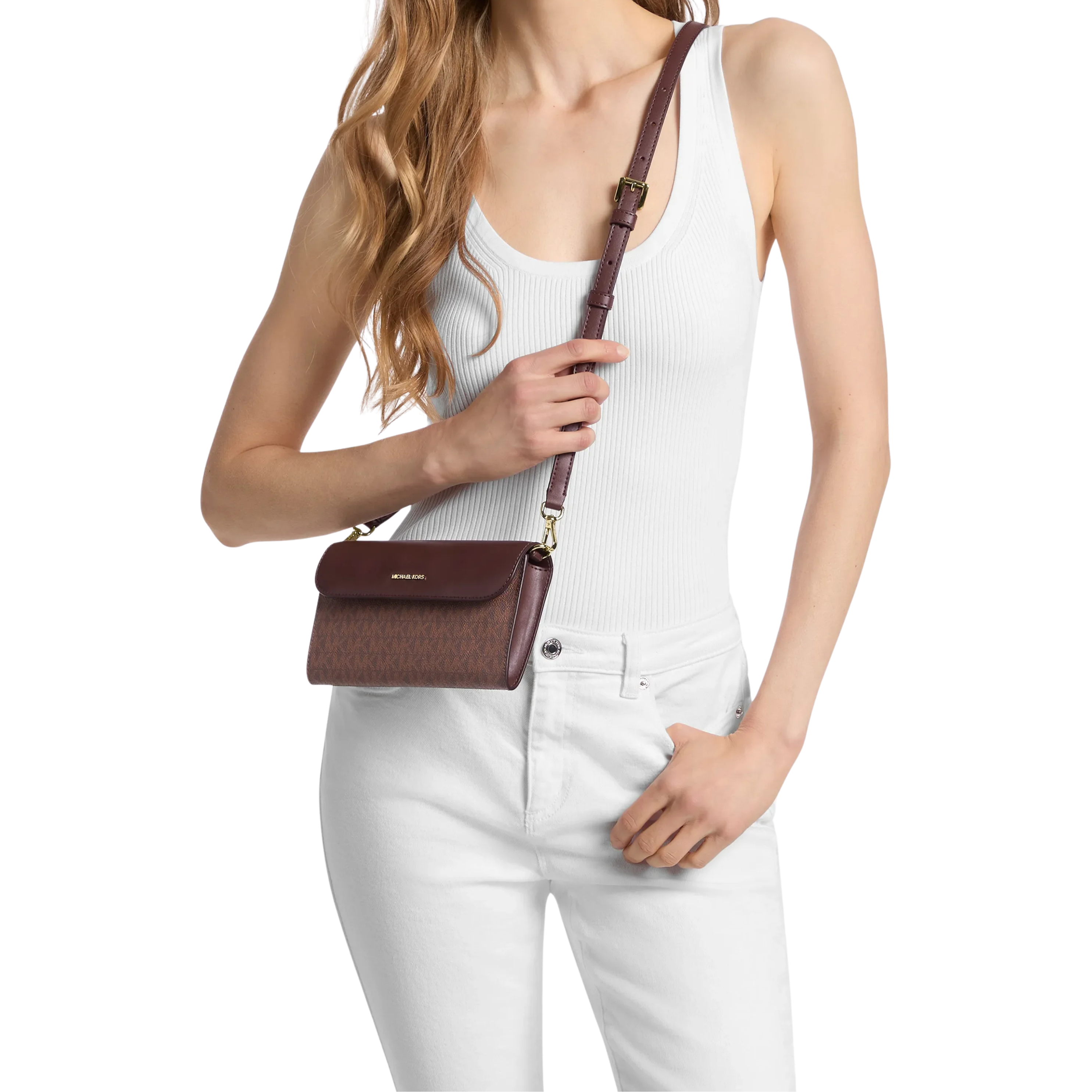 Michael Kors Women Jet Set Travel Large Signature Logo 3 In 1 Tote Bag - Nutmeg