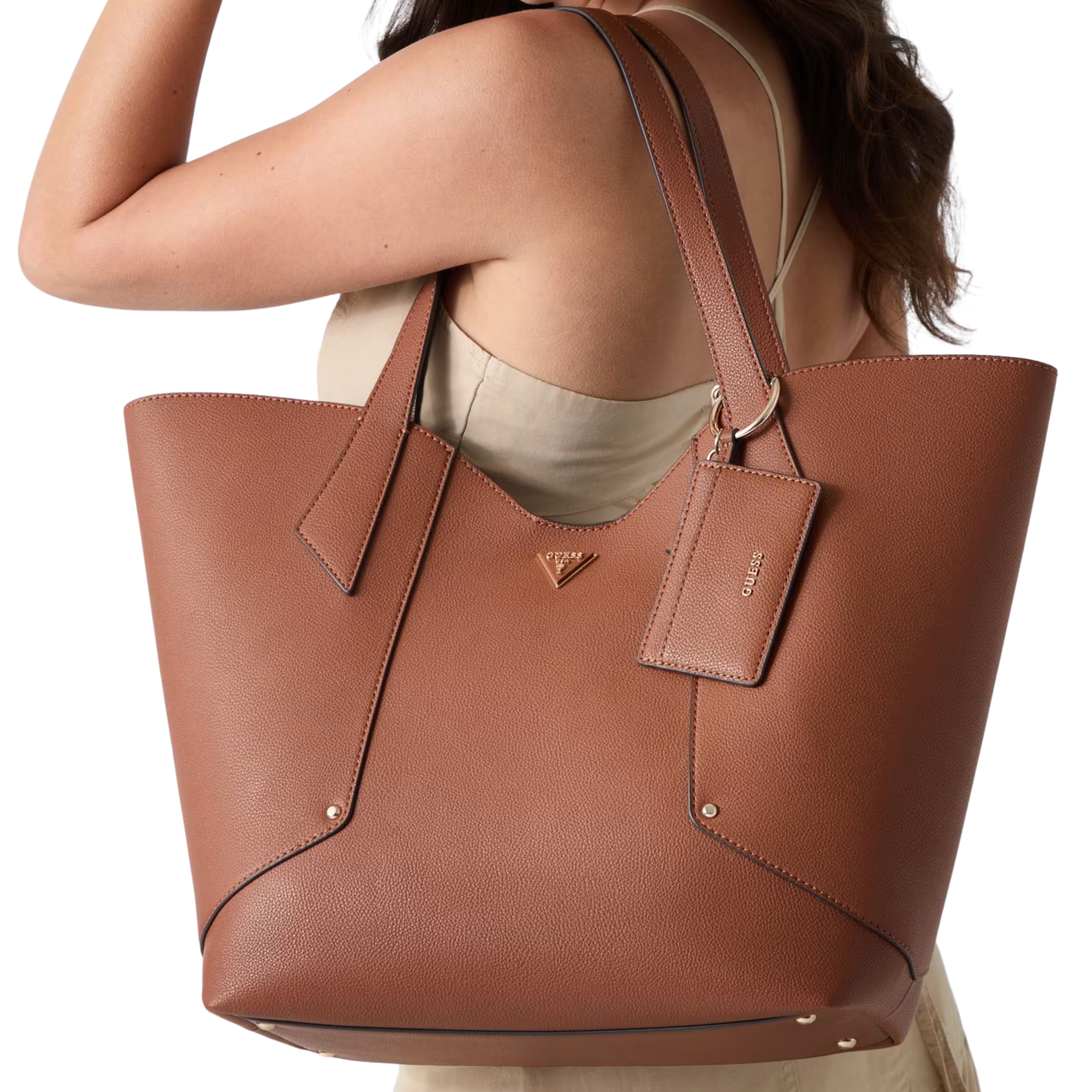 Guess Women Darcy Logo Shopper - Cognac