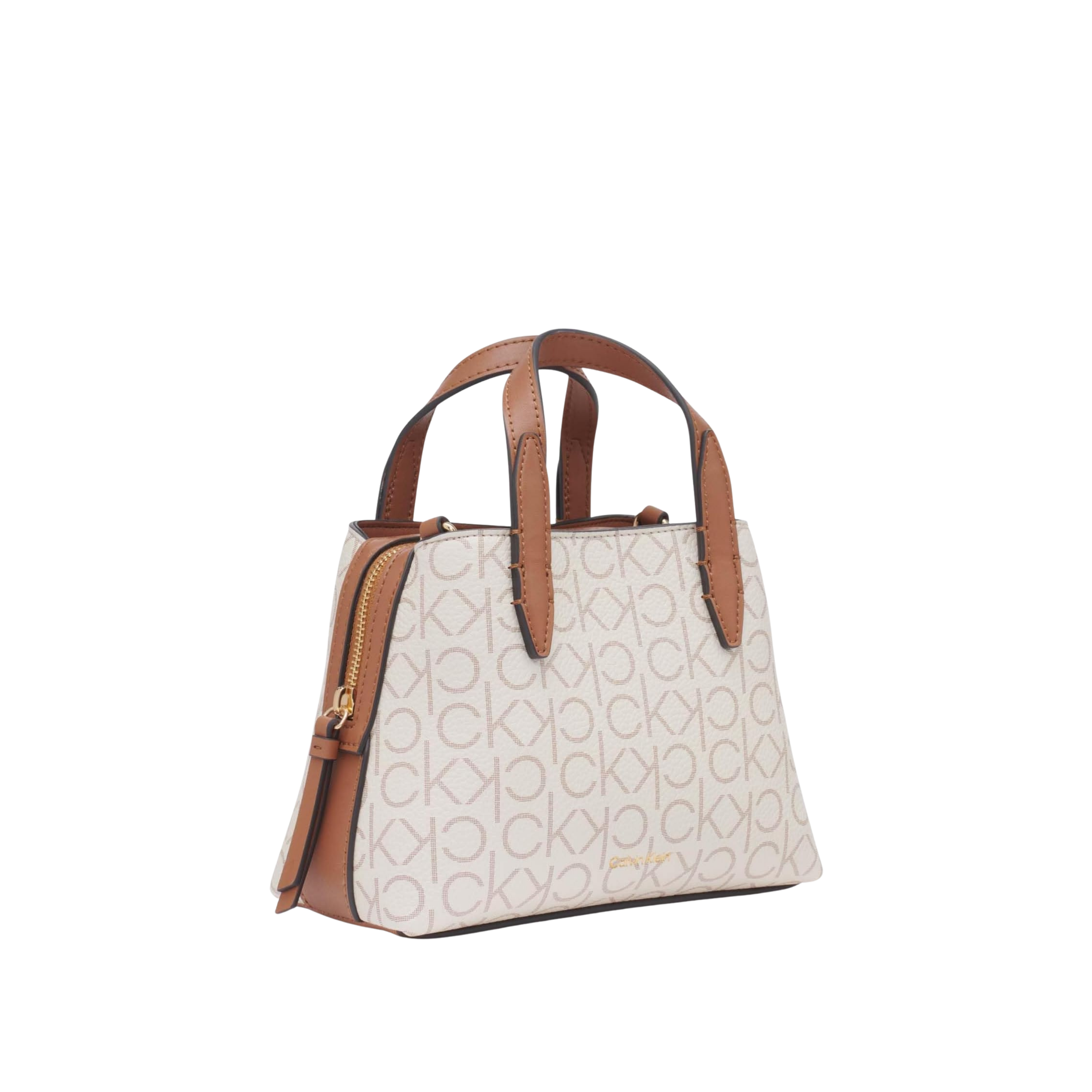 Calvin Klein Women Millie 2 In 1 Mini Satchel Crossbody Bag - Vanilla Khaki Caramel
