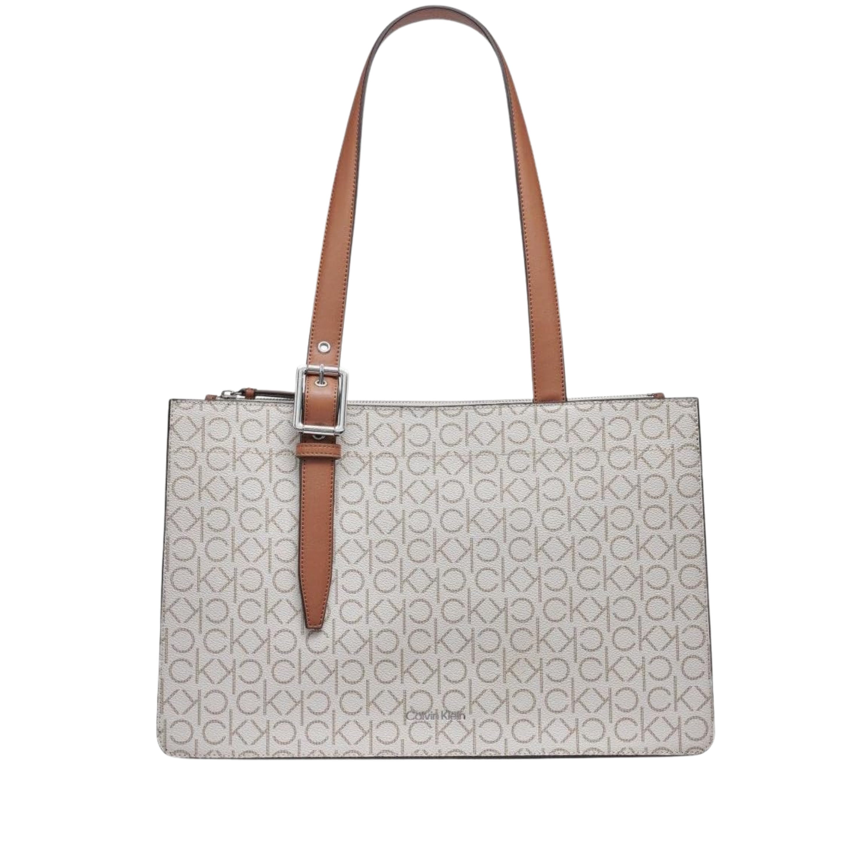 Calvin Klein Women Havana Novelty Organizational Tote Bag - Vanilla Khaki Caramel
