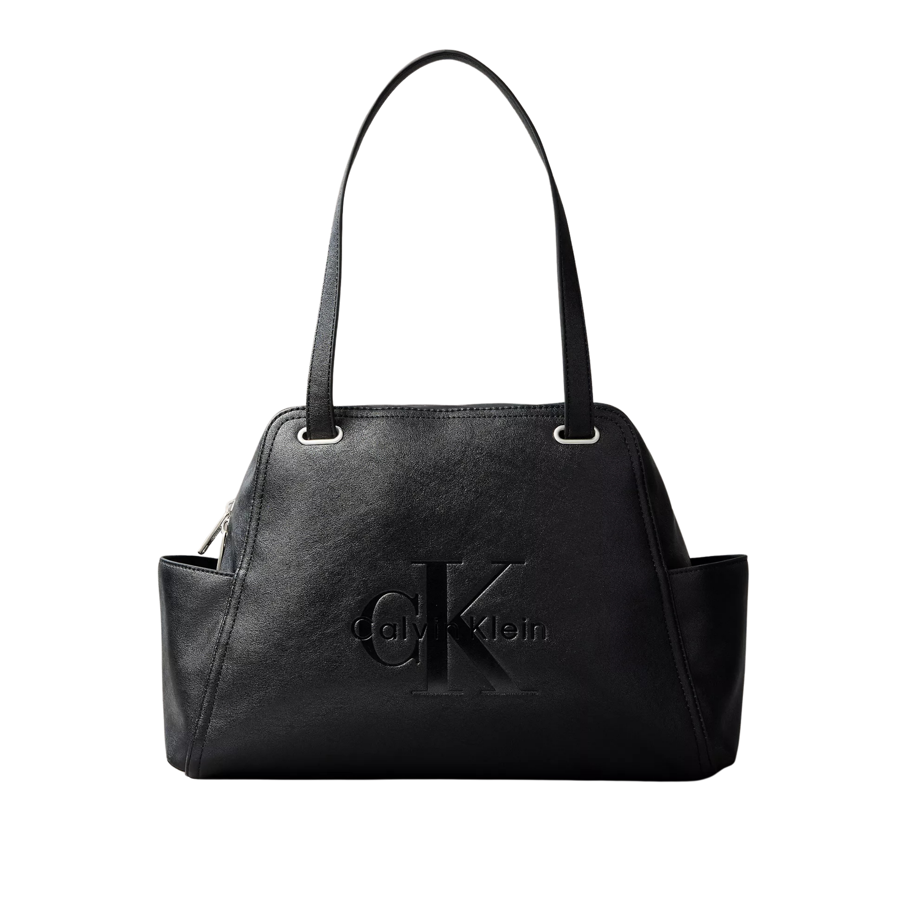 Calvin Klein Women Embossed Monologo Pocket Tote Bag - Black