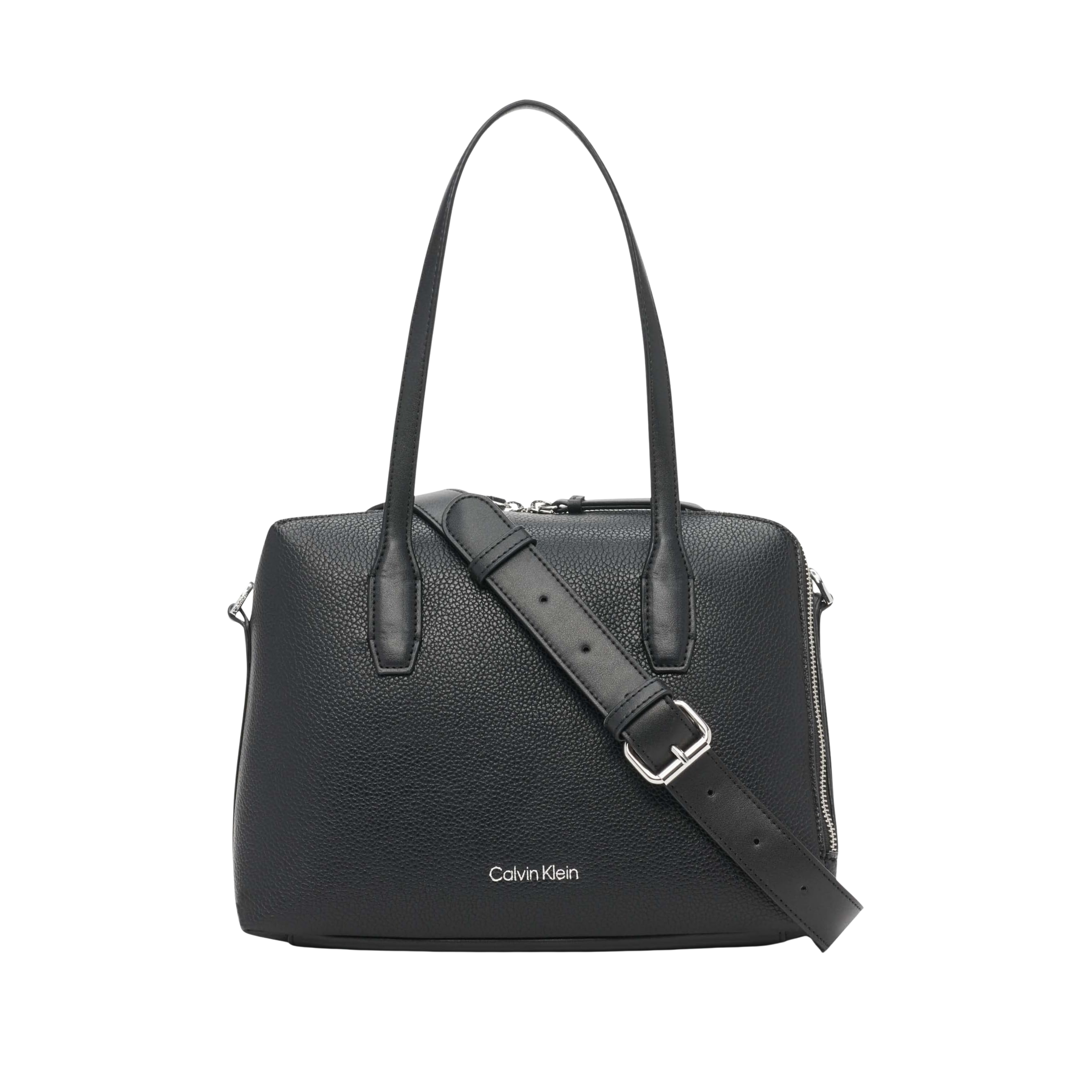 Calvin Klein Women Brenda Top Zip Satchel Bag - Black Silver