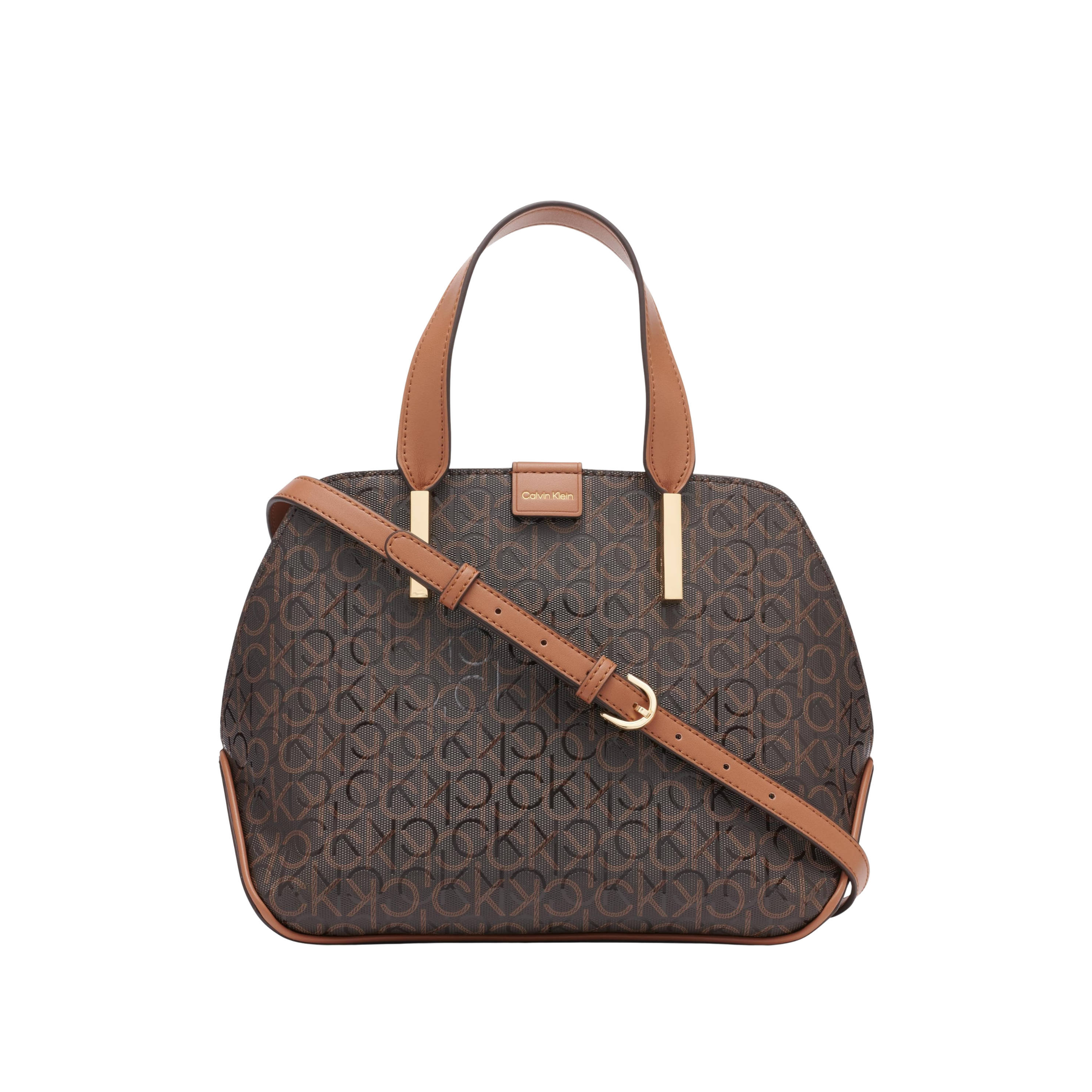 Calvin Klein Women Audrey Triple Compartment Satchel Bag - Brown Khaki Caramel