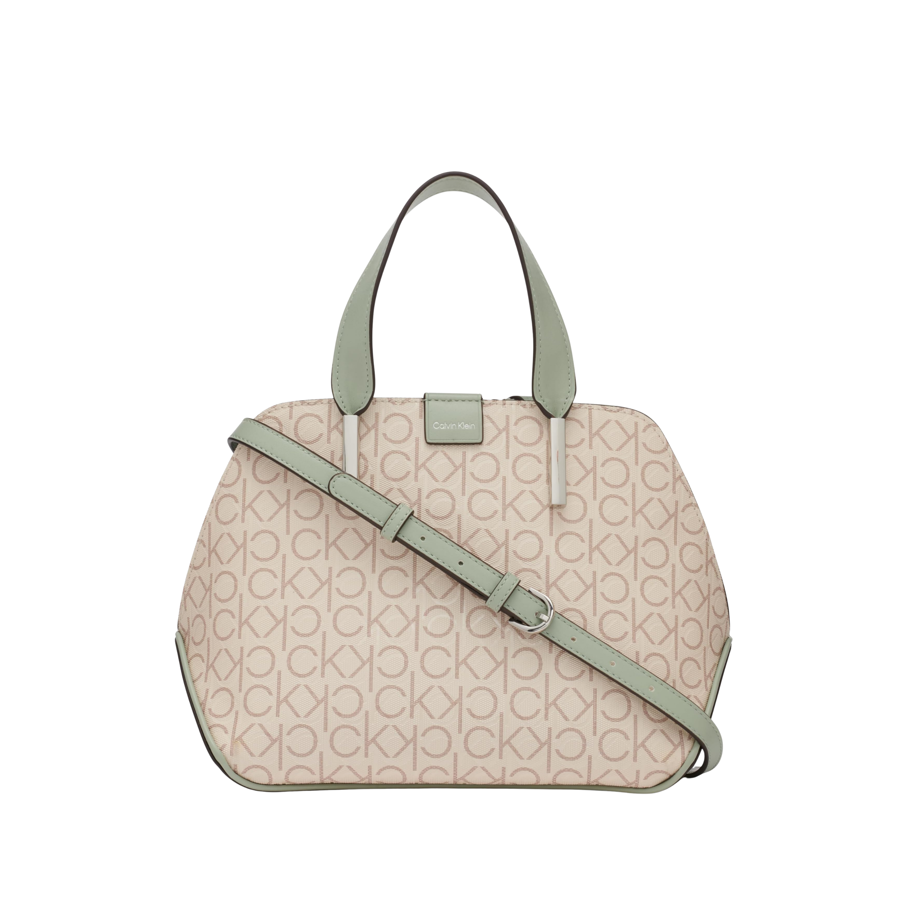 Calvin Klein Women Audrey Triple Compartment Satchel Bag - Vanilla Khaki Desert Sage