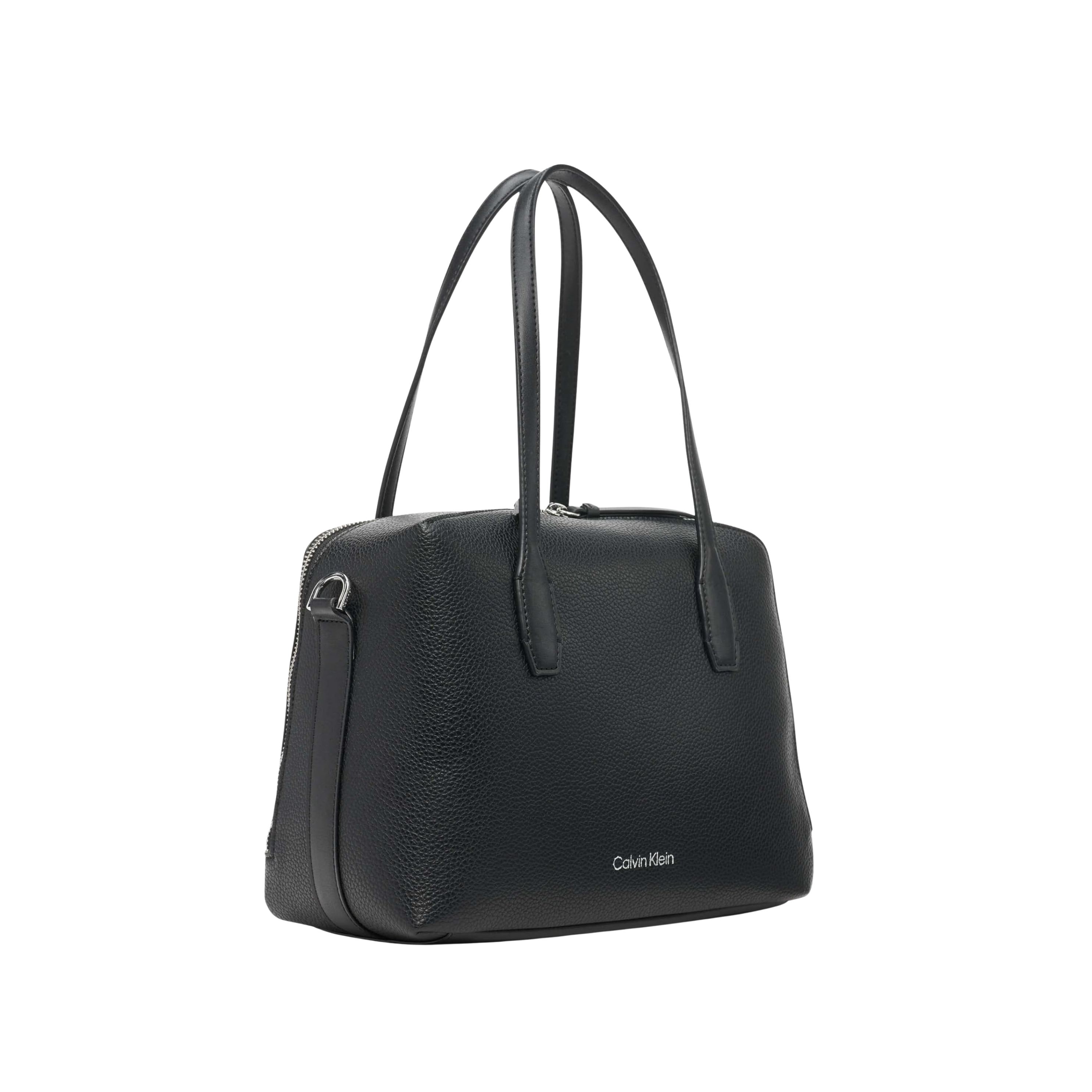 Calvin Klein Women Brenda Top Zip Satchel Bag - Black Silver