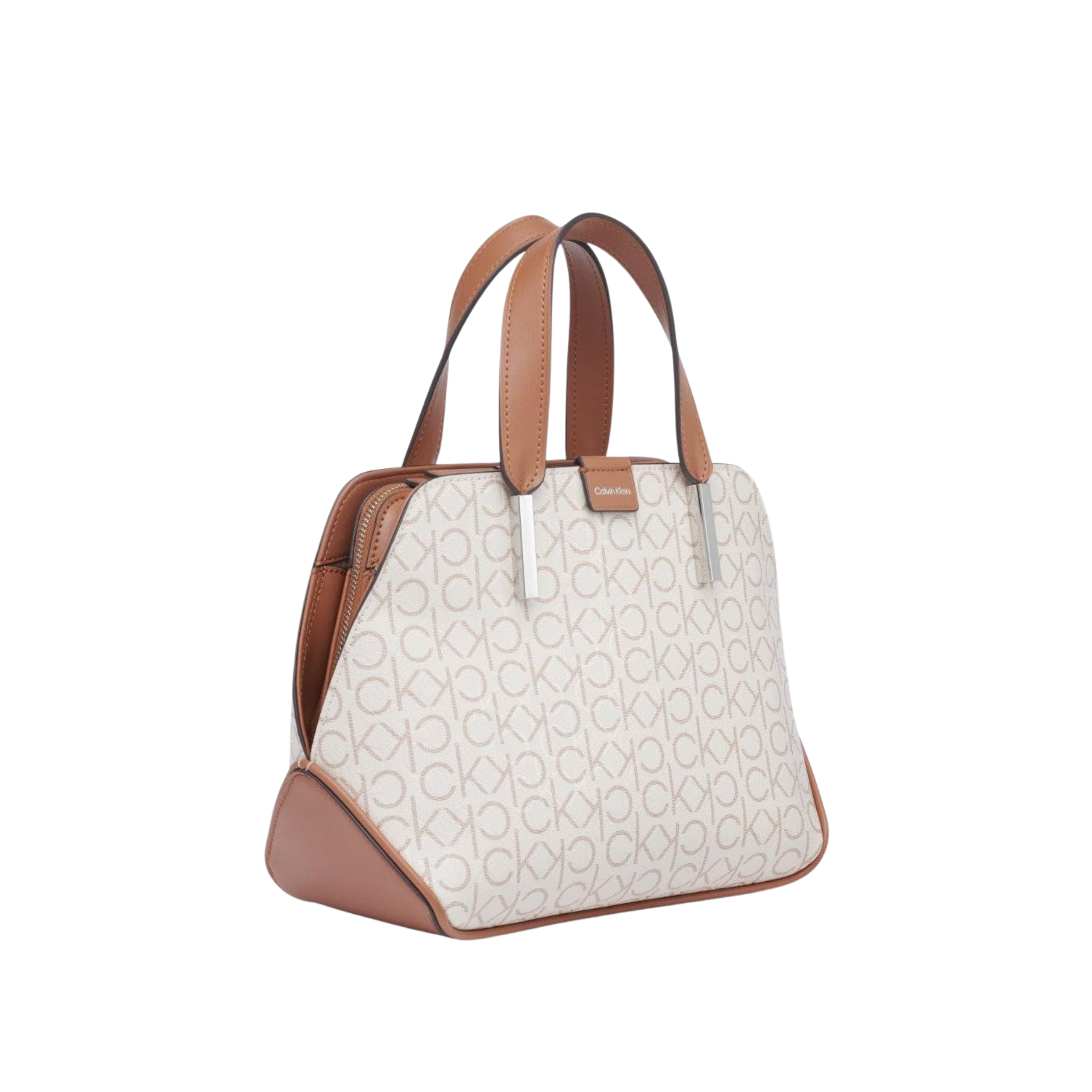 Calvin Klein Women Audrey Triple Compartment Satchel Bag - Vanilla Khaki Caramel