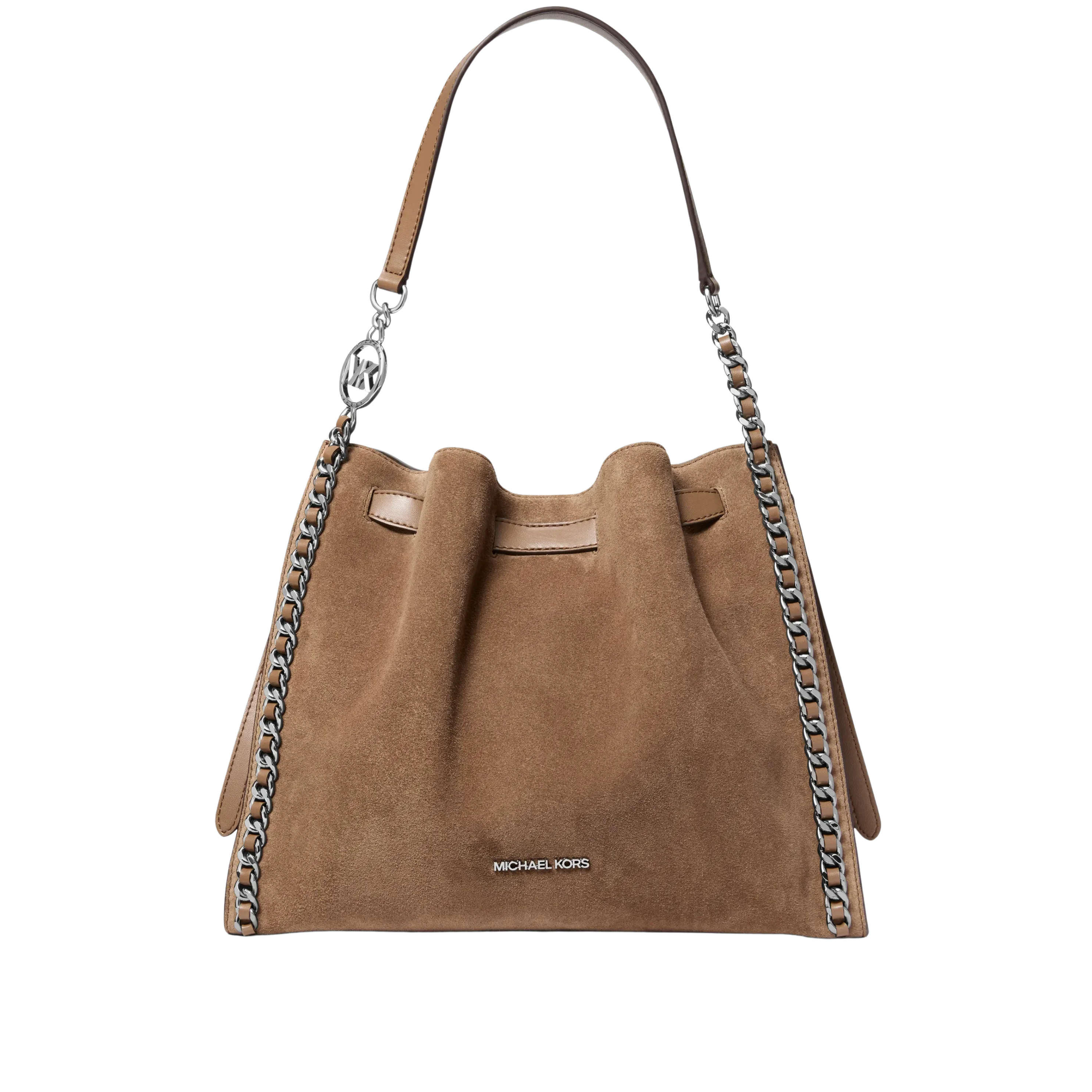 Michael Kors Women Mina Large Suede Chain Shoulder Bag - Driftwood