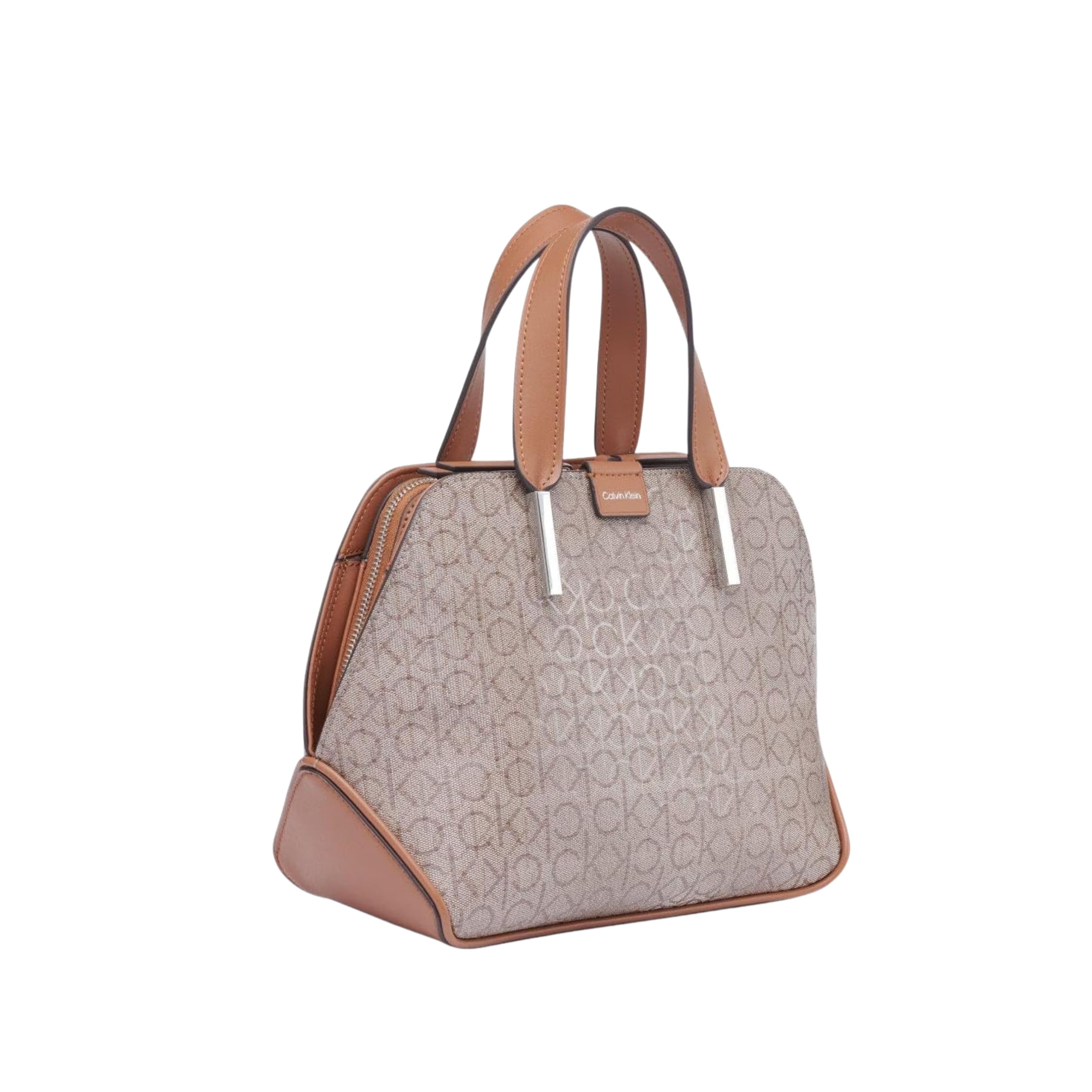 Calvin Klein Women Audrey Triple Compartment Satchel Bag - Almond Taupe Caramel