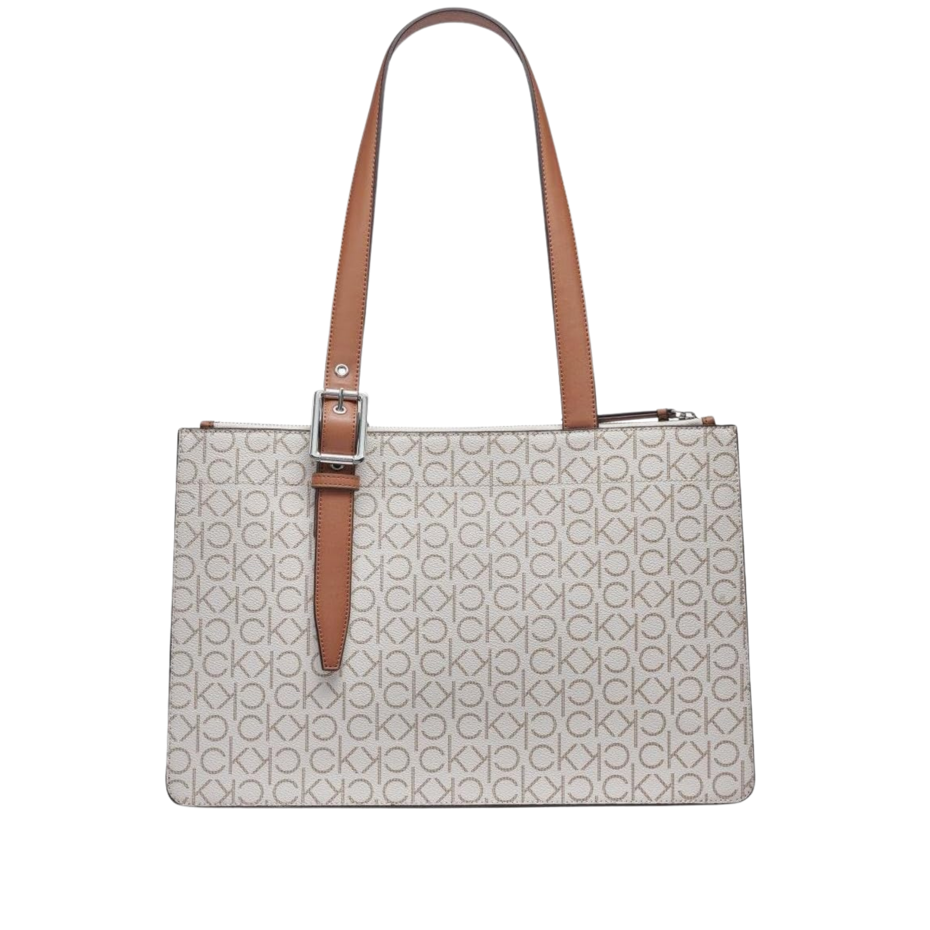 Calvin Klein Women Havana Novelty Organizational Tote Bag - Vanilla Khaki Caramel