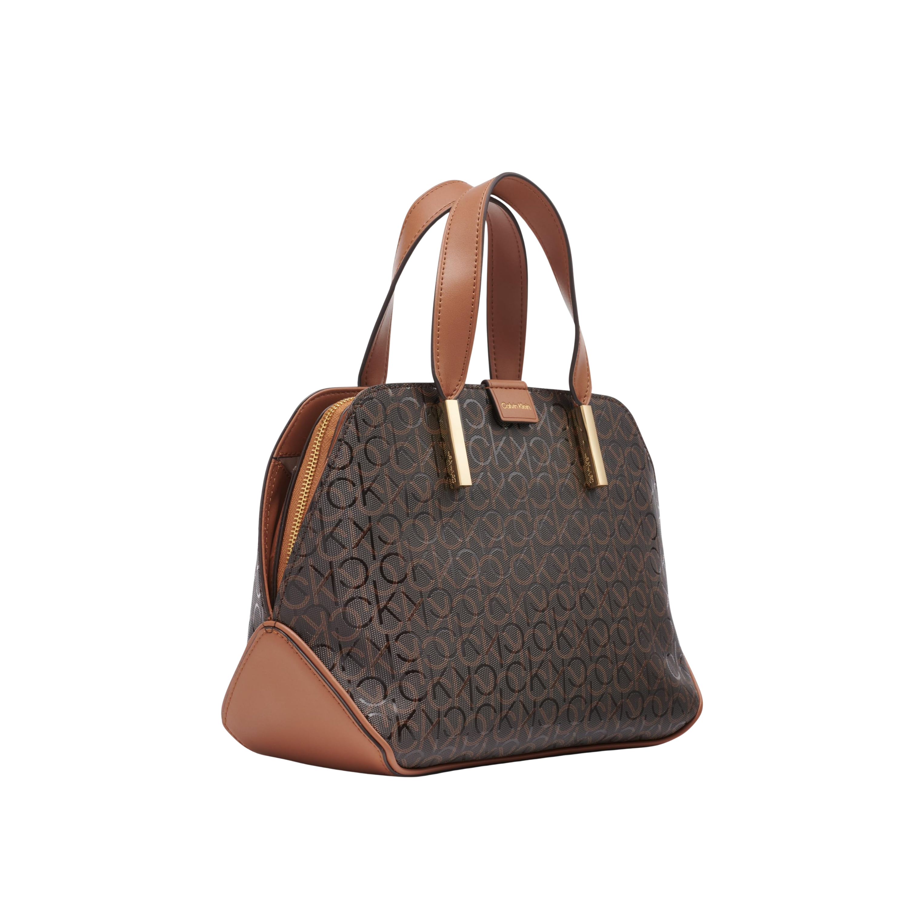 Calvin Klein Women Audrey Triple Compartment Satchel Bag - Brown Khaki Caramel