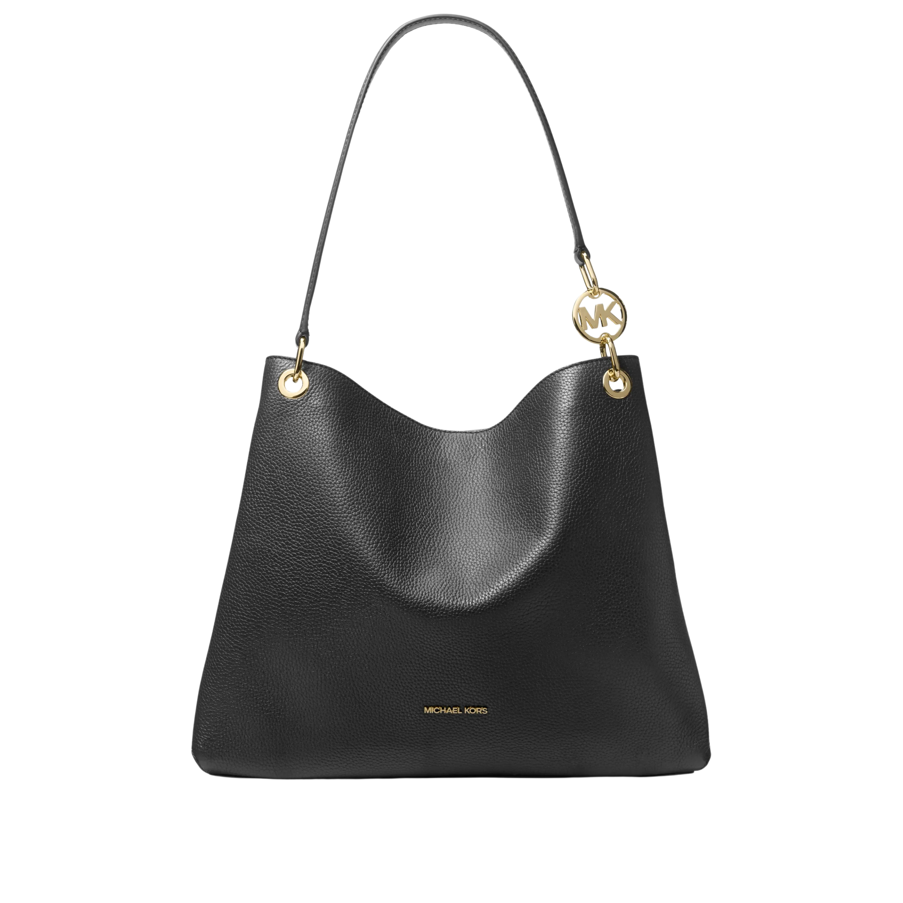 Michael Kors Women Christina Large Pebbled Leather Shoulder Bag - Black