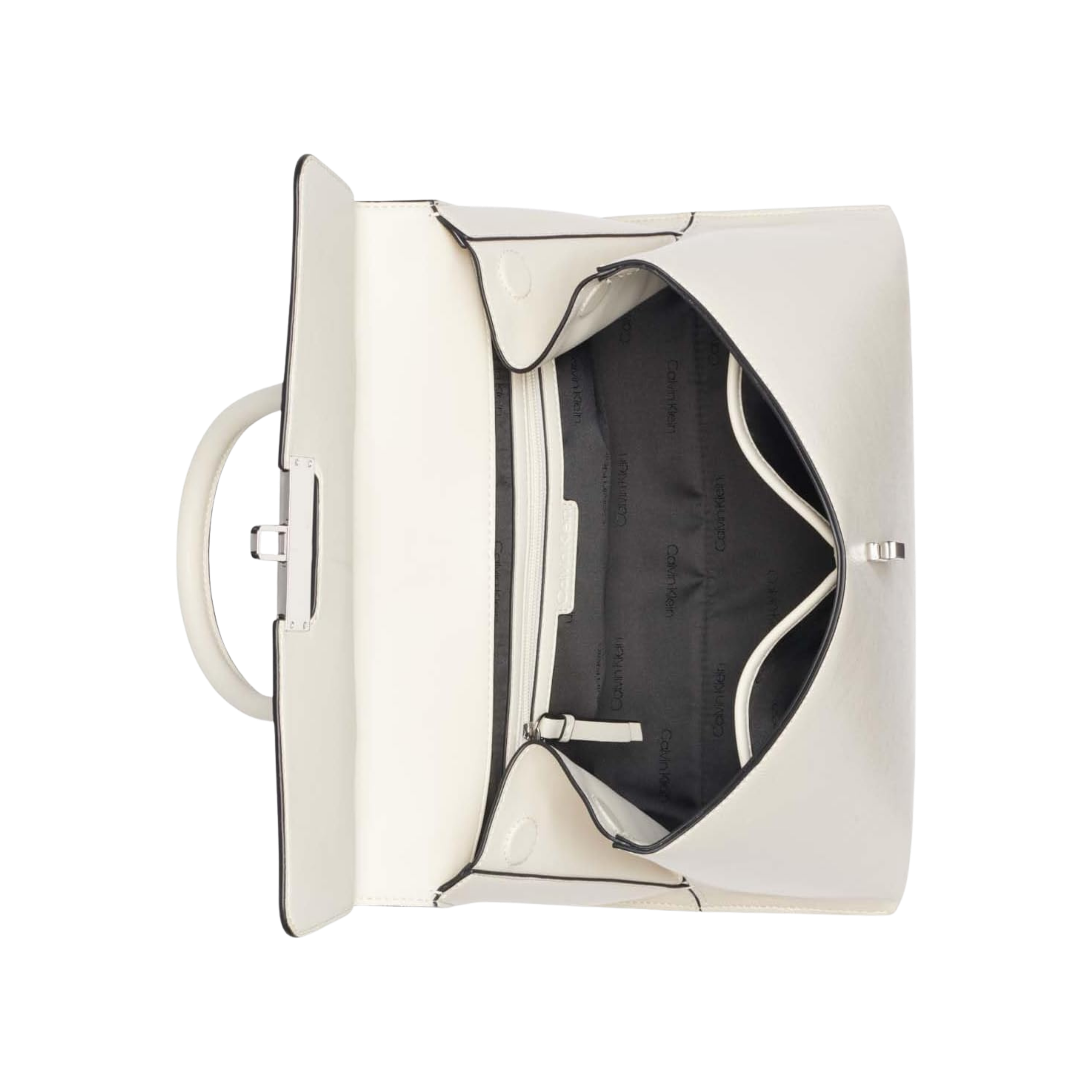 Calvin Klein Women Becky Turn Lock Satchel Bag - Cherub White