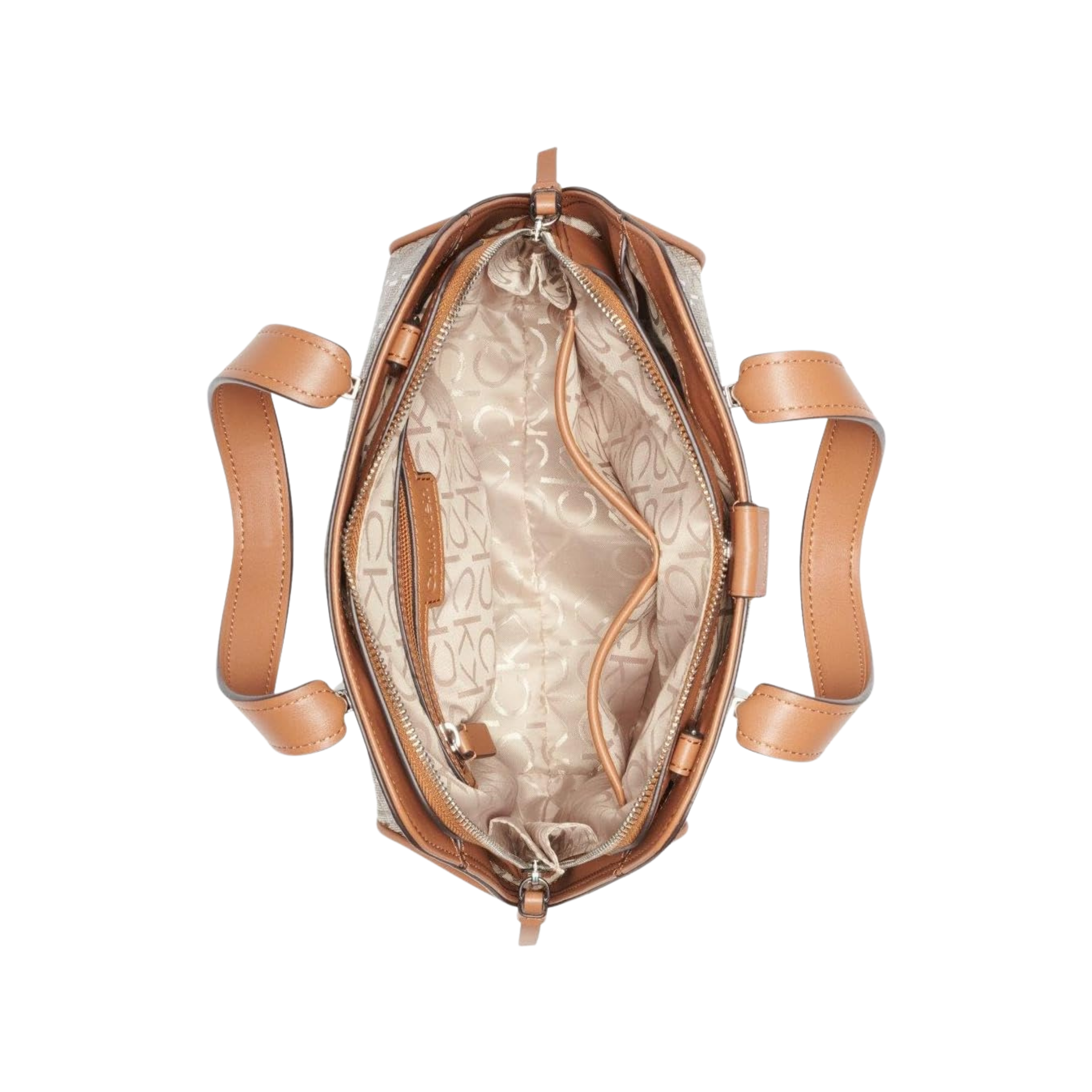Calvin Klein Women Audrey Triple Compartment Satchel Bag - Almond Taupe Caramel