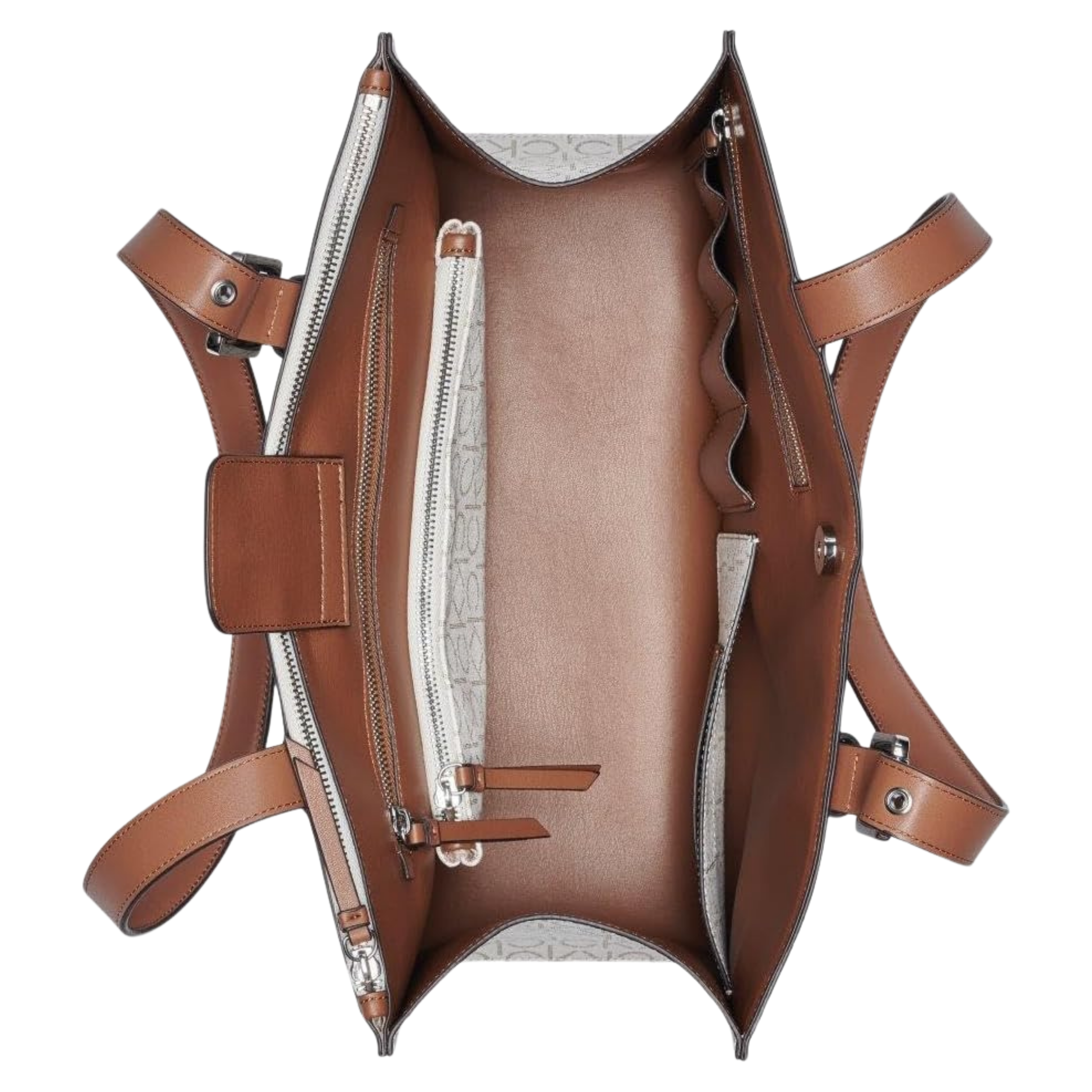 Calvin Klein Women Havana Novelty Organizational Tote Bag - Vanilla Khaki Caramel