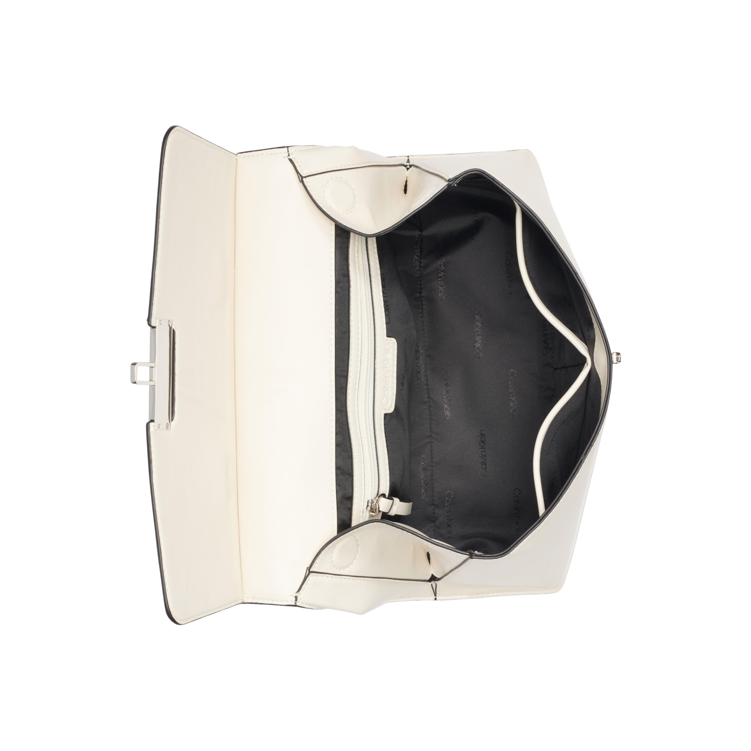 Calvin Klein Women Becky Turn Lock Satchel Bag - Cherub White Woven