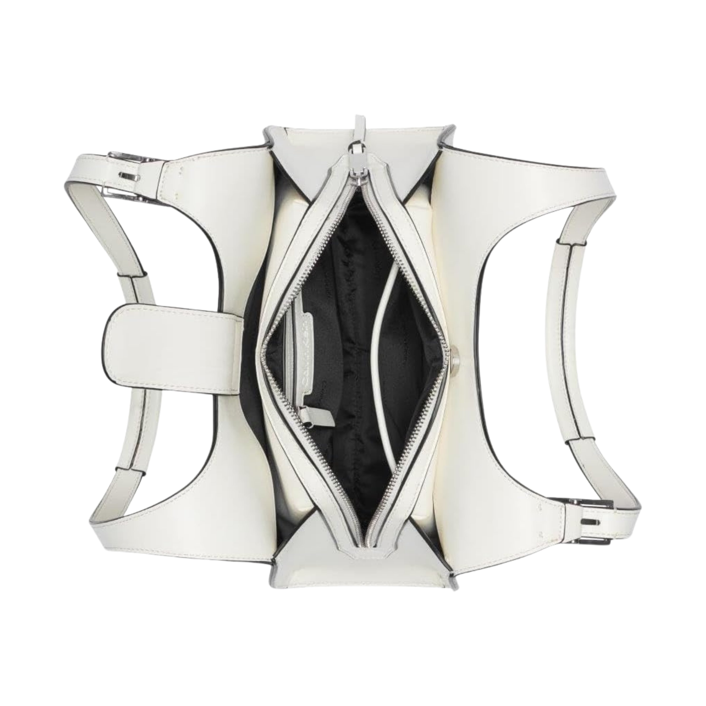 Calvin Klein Women Quill Triple Compartment Satchel Bag - Cherub White
