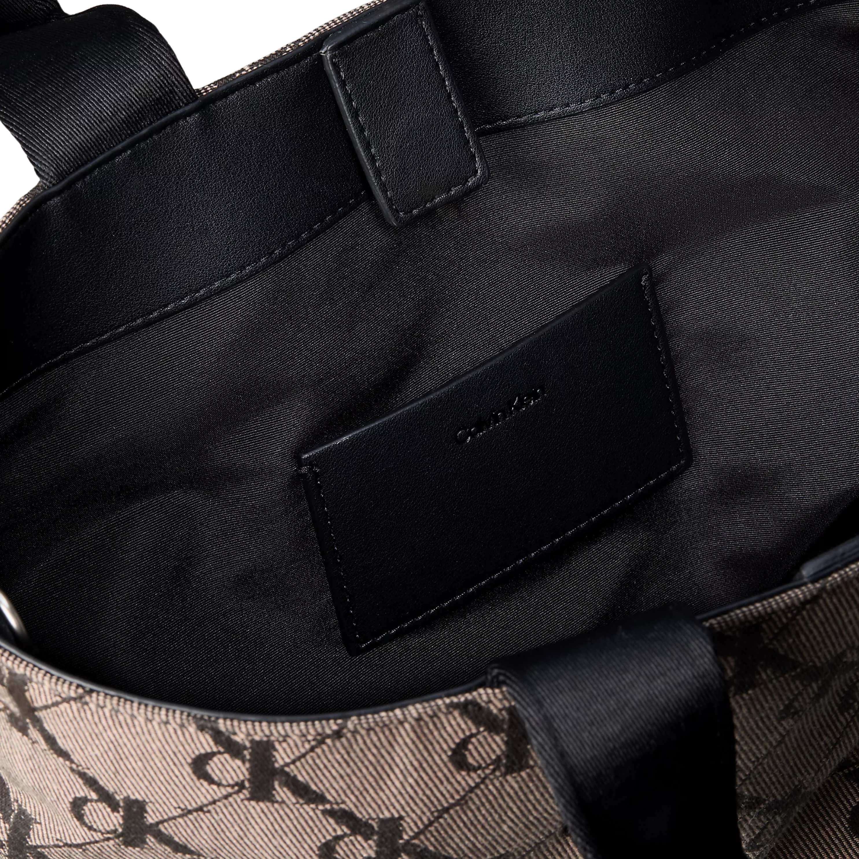 Calvin Klein Women Monogram Jacquard Tote Bag - Lotus Beige Black Aop