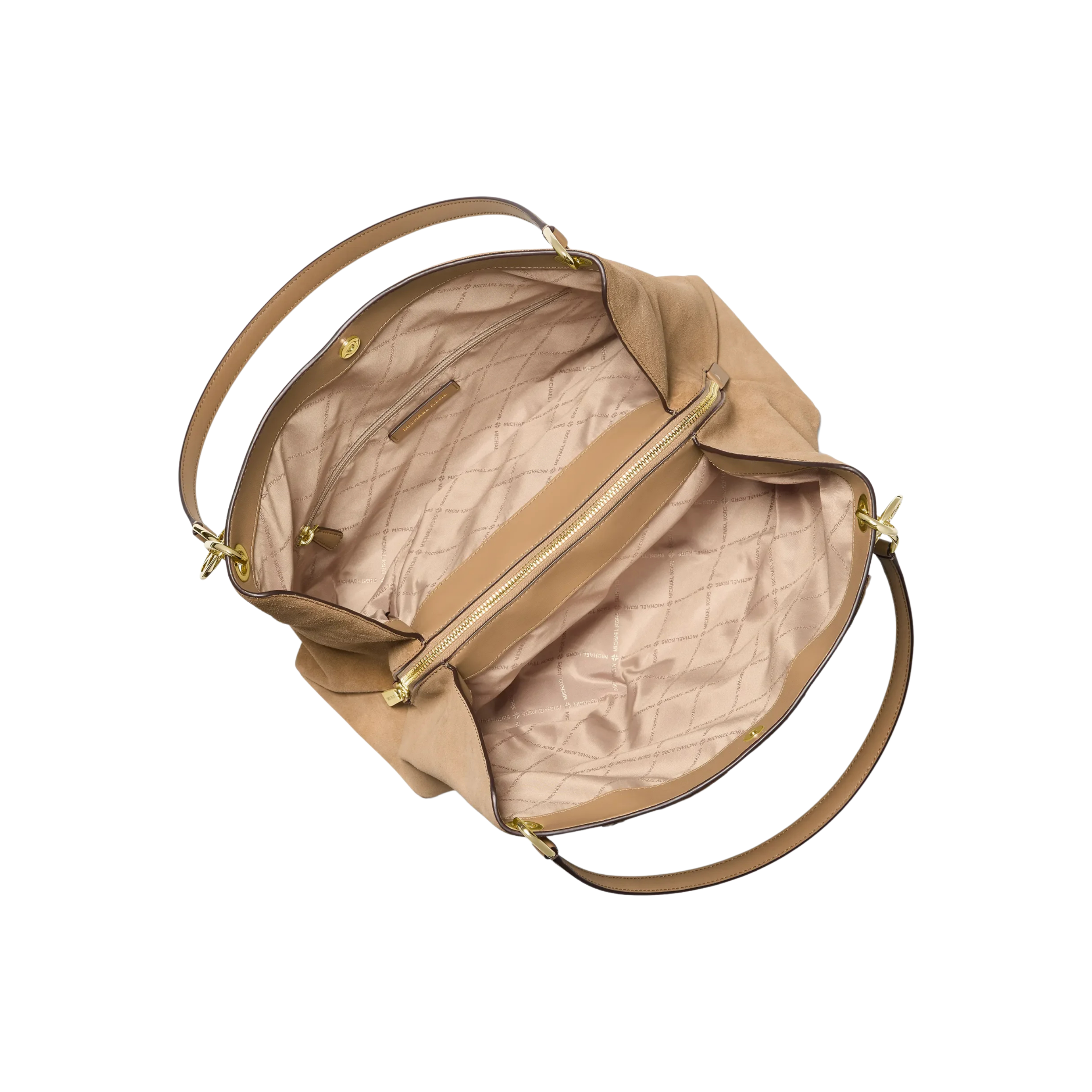 Michael Kors Women Christina Large Suede Shoulder Bag - Camel