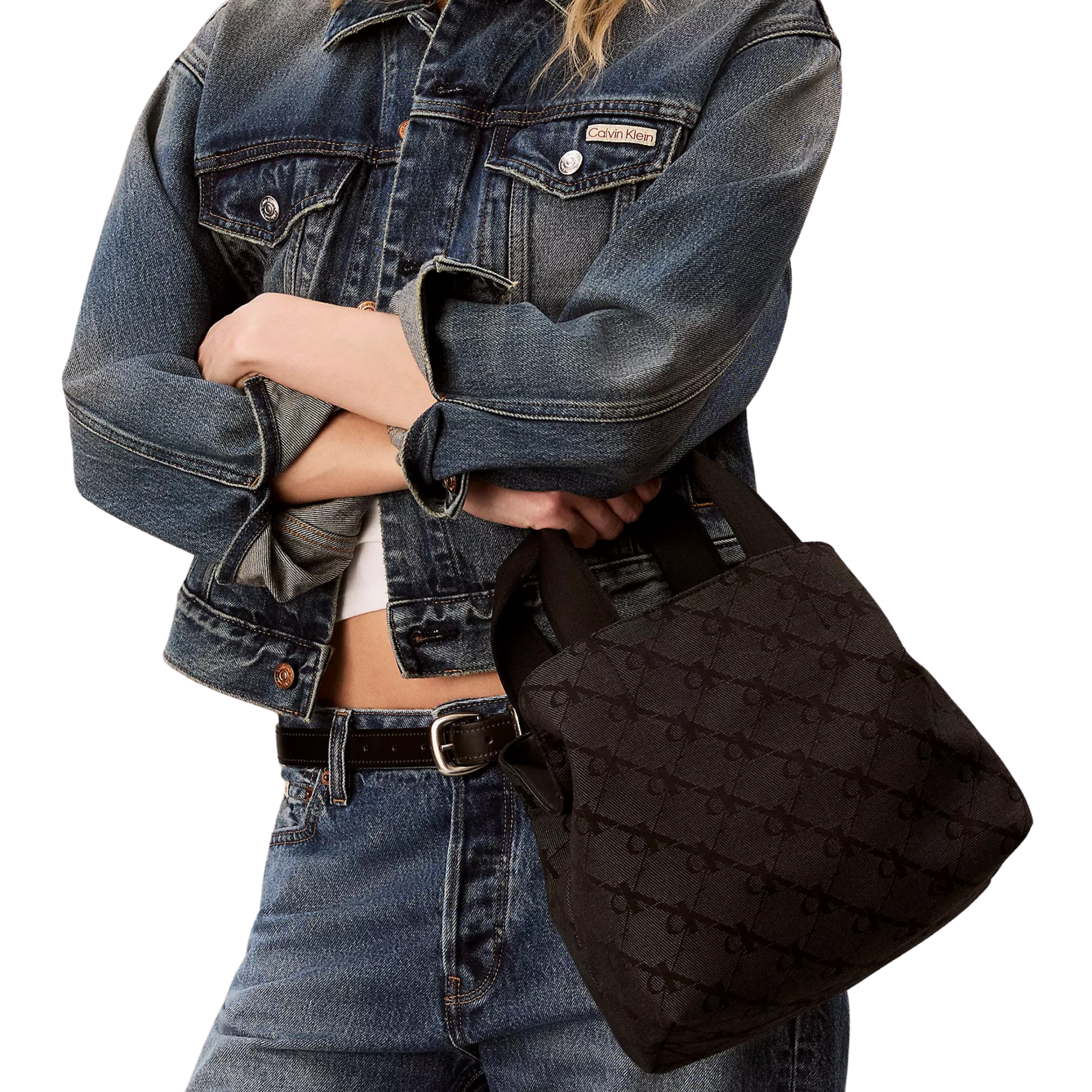 Calvin Klein Women Monogram Jacquard Tote Bag - Asphalt Black Aop
