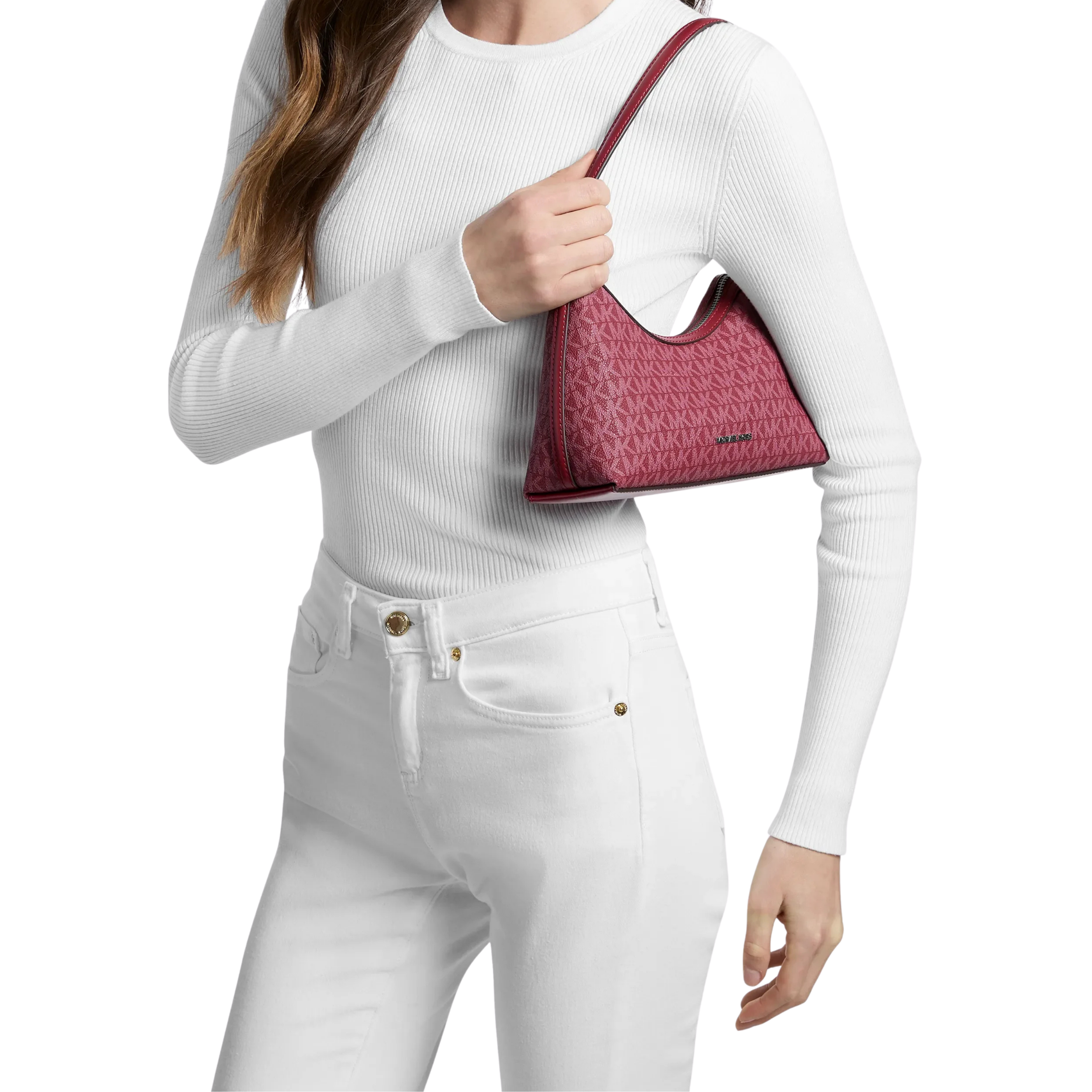 Michael Kors Women Sammy Small Signature Logo Convertible Crossbody Bag - Maroon