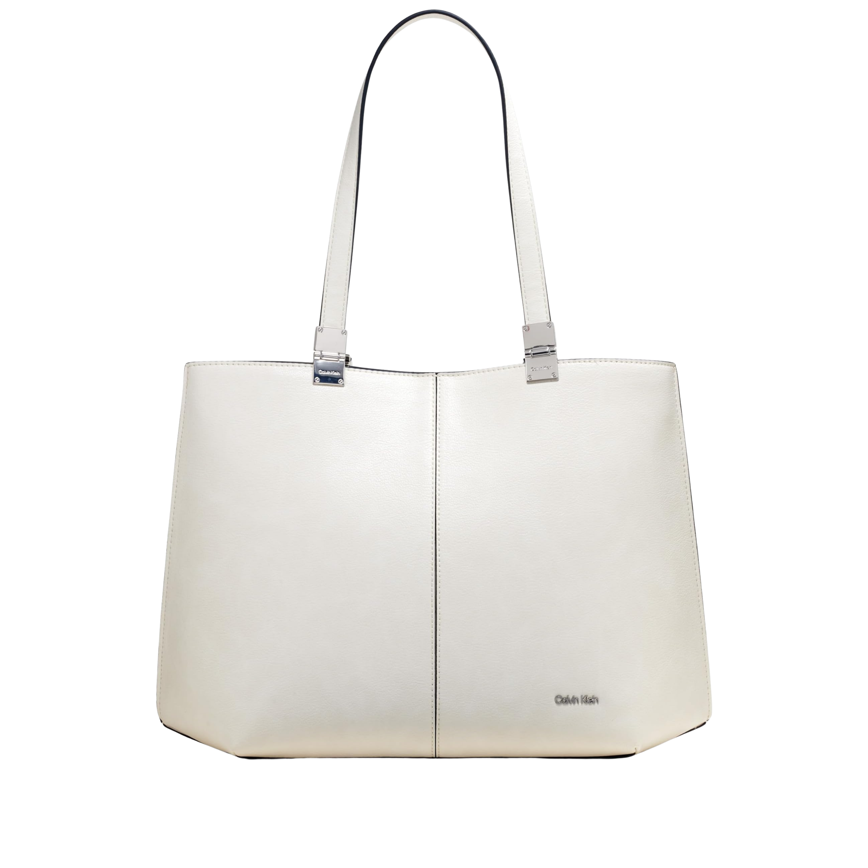 Calvin Klein Women Granite Geometric Vegan Leather Tote Bag - Cherub White