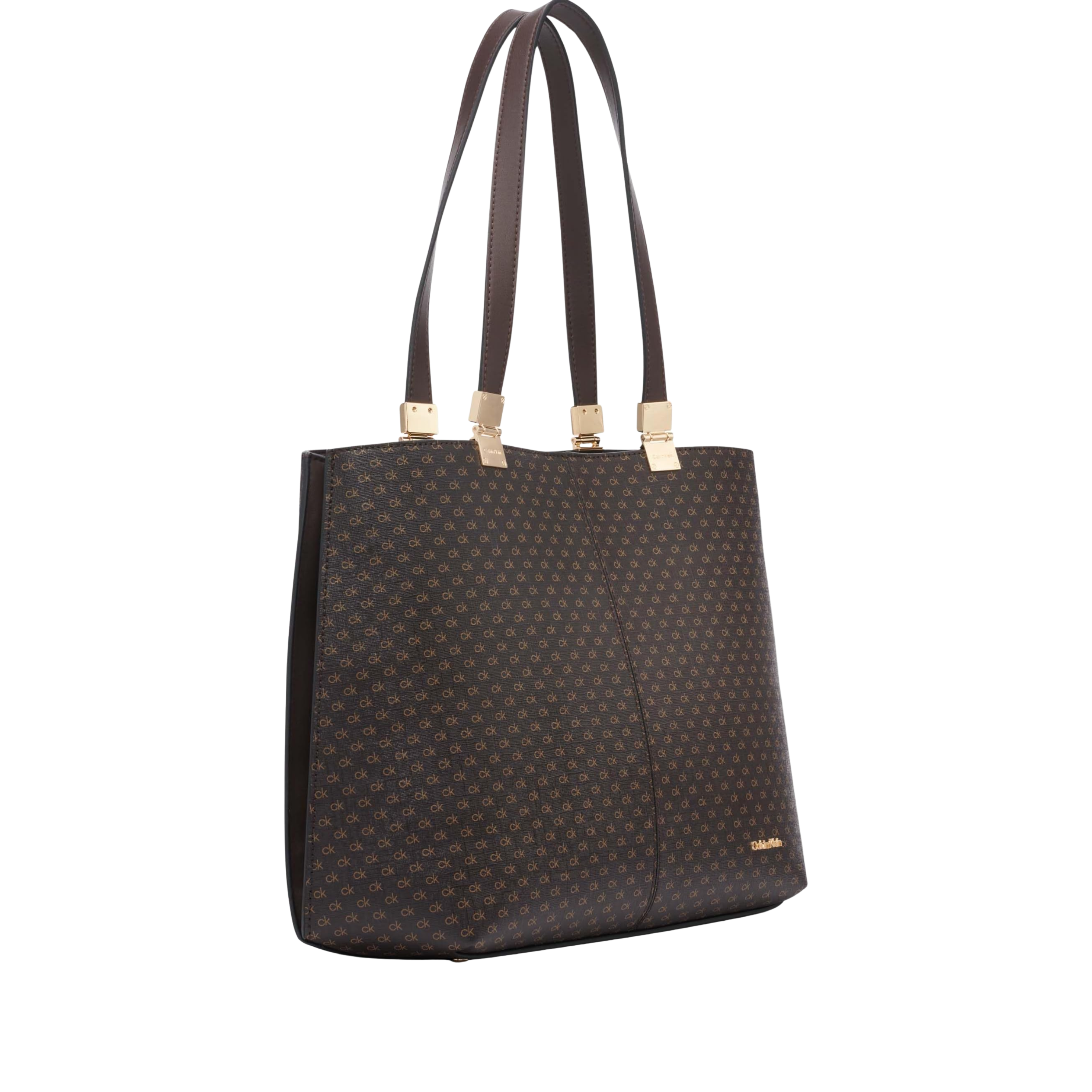 Calvin Klein Women Granite Geometric Signature Tote Bag - Brown Khaki Black