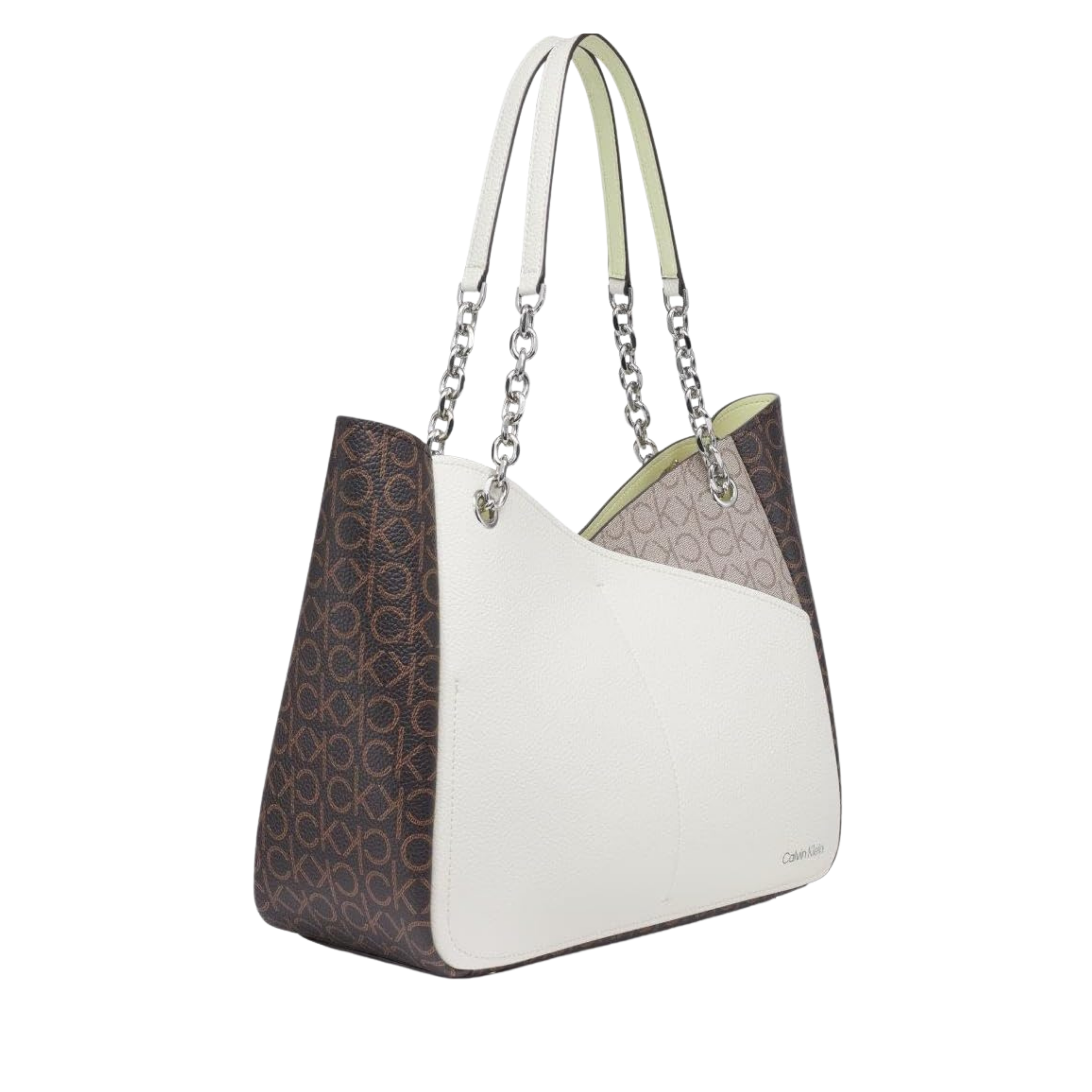 Calvin Klein Women Zoe Chain Tote Bag - Brown Khaki Endive