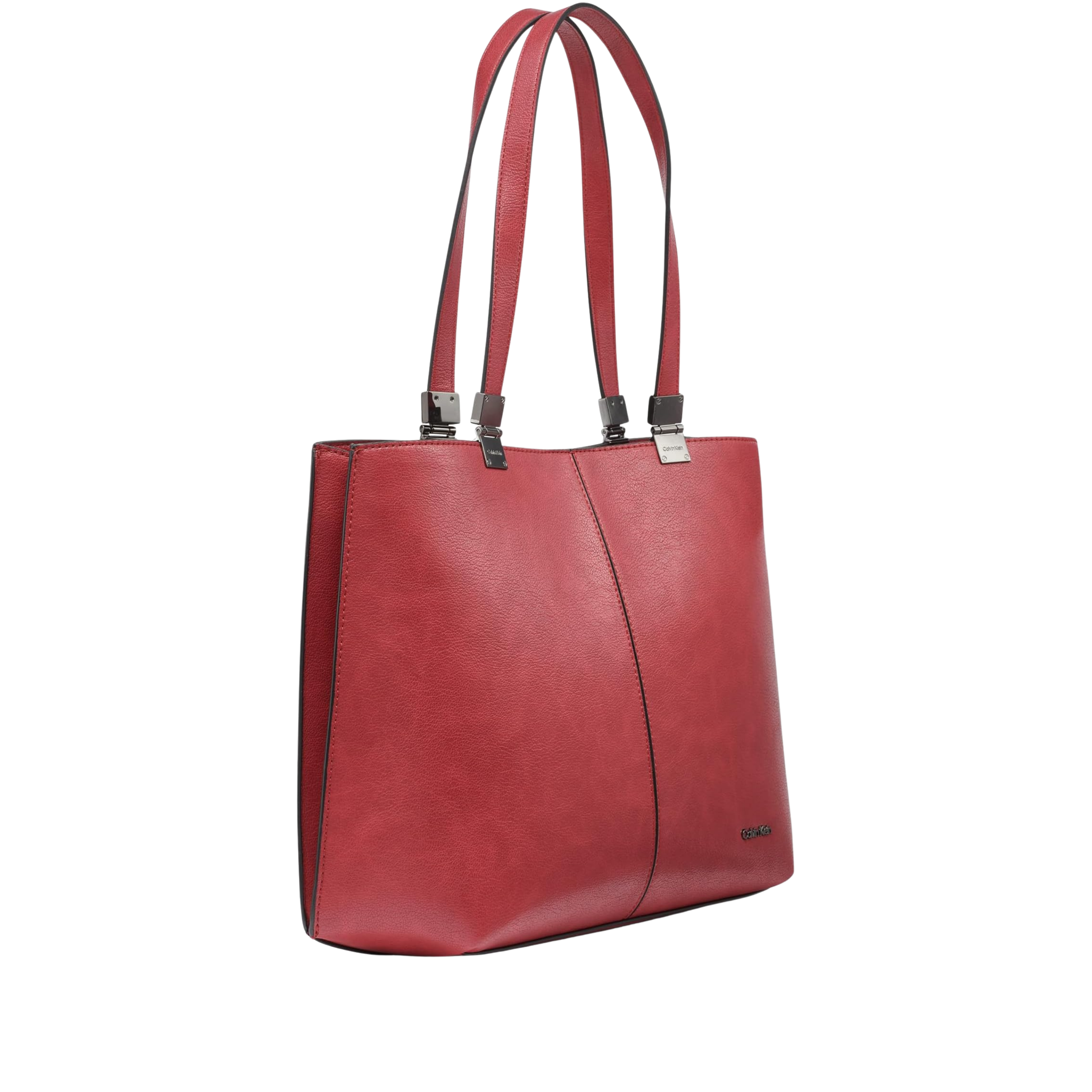 Calvin Klein Women Granite Geometric Vegan Leather Tote Bag - Cranberry