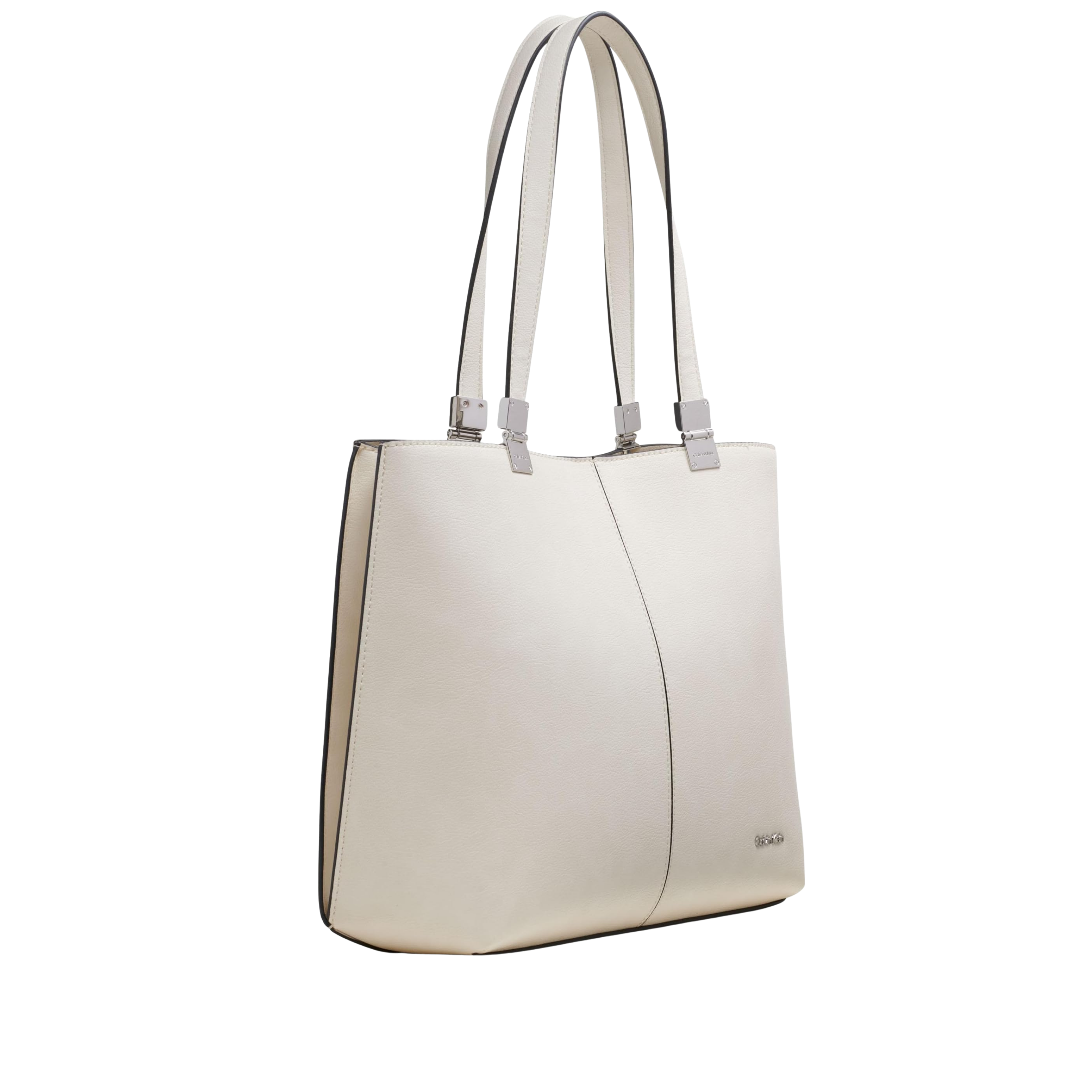 Calvin Klein Women Granite Geometric Vegan Leather Tote Bag - Cherub White