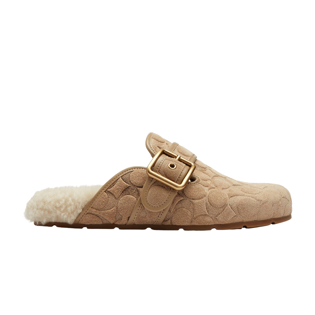 Coach Women's Archival Buckle Clog Shearling  - Soft Beige