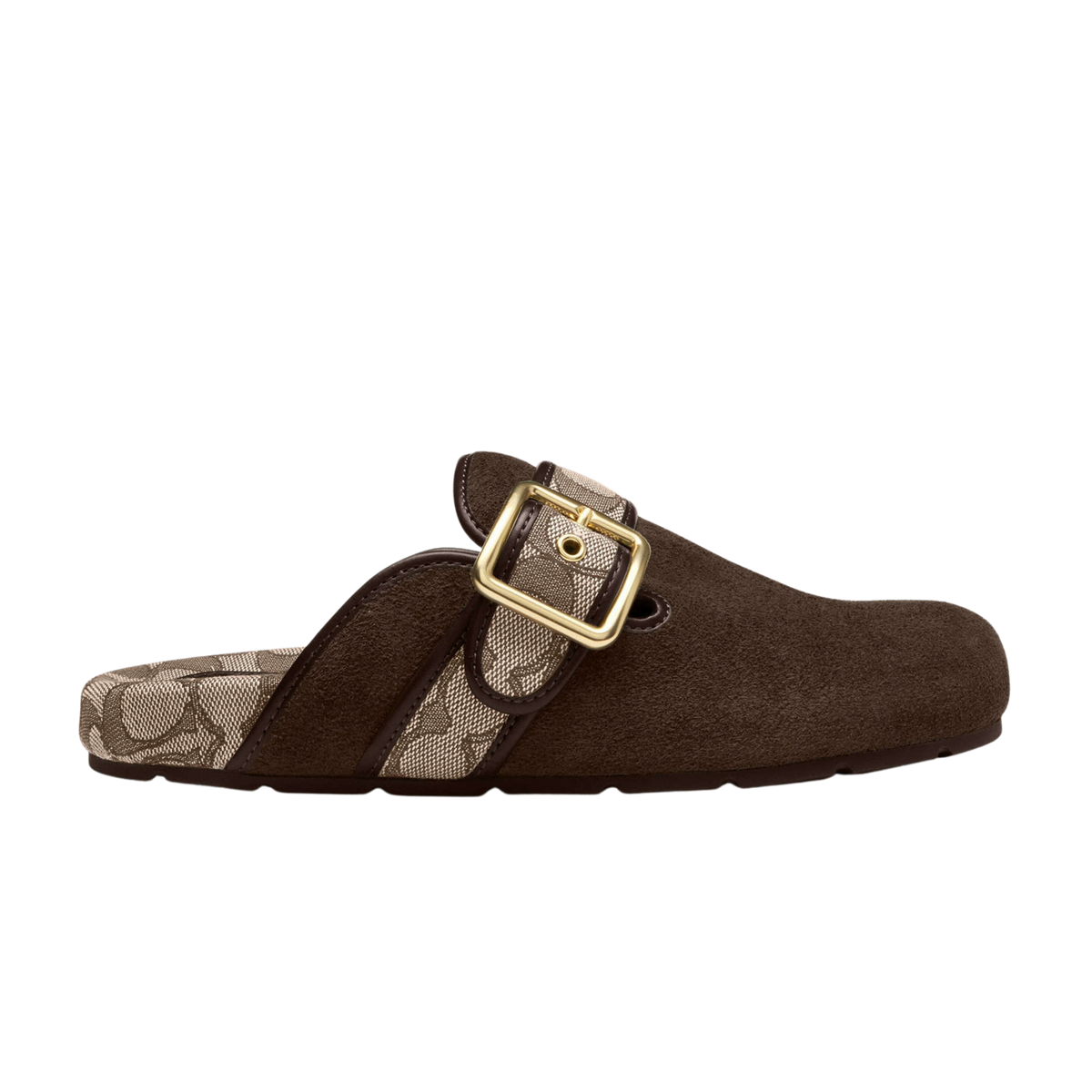 Coach Women's Archival Buckle Clog  - Suede Oak Chocolate