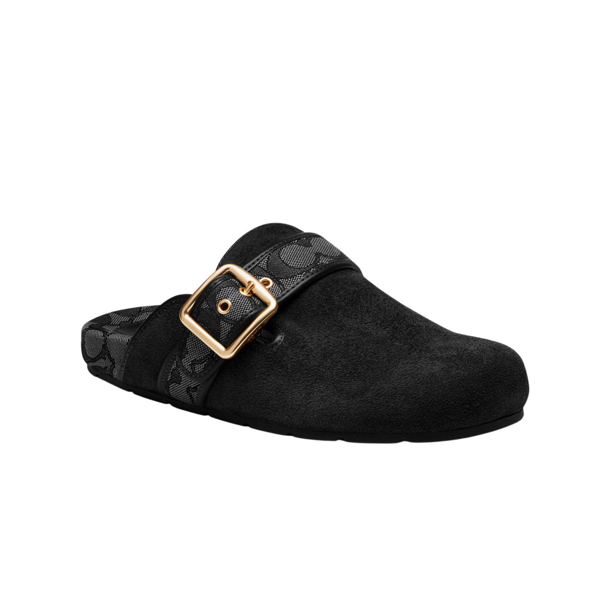 Coach Women's Archival Buckle Clog  - Suede Black