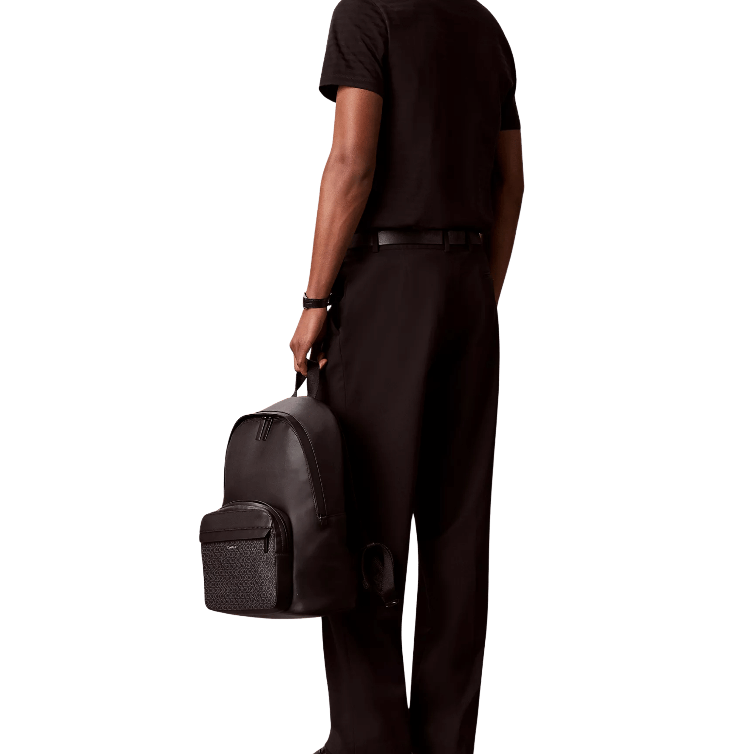 Calvin Klein Men Allover Monogram Logo Backpack - Black