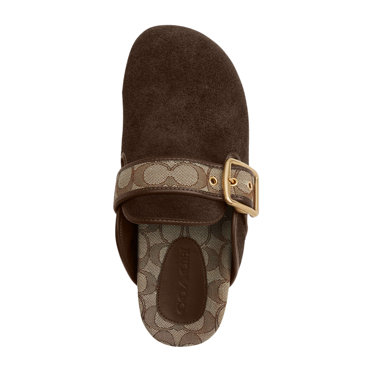 Coach Women's Archival Buckle Clog  - Suede Oak Chocolate