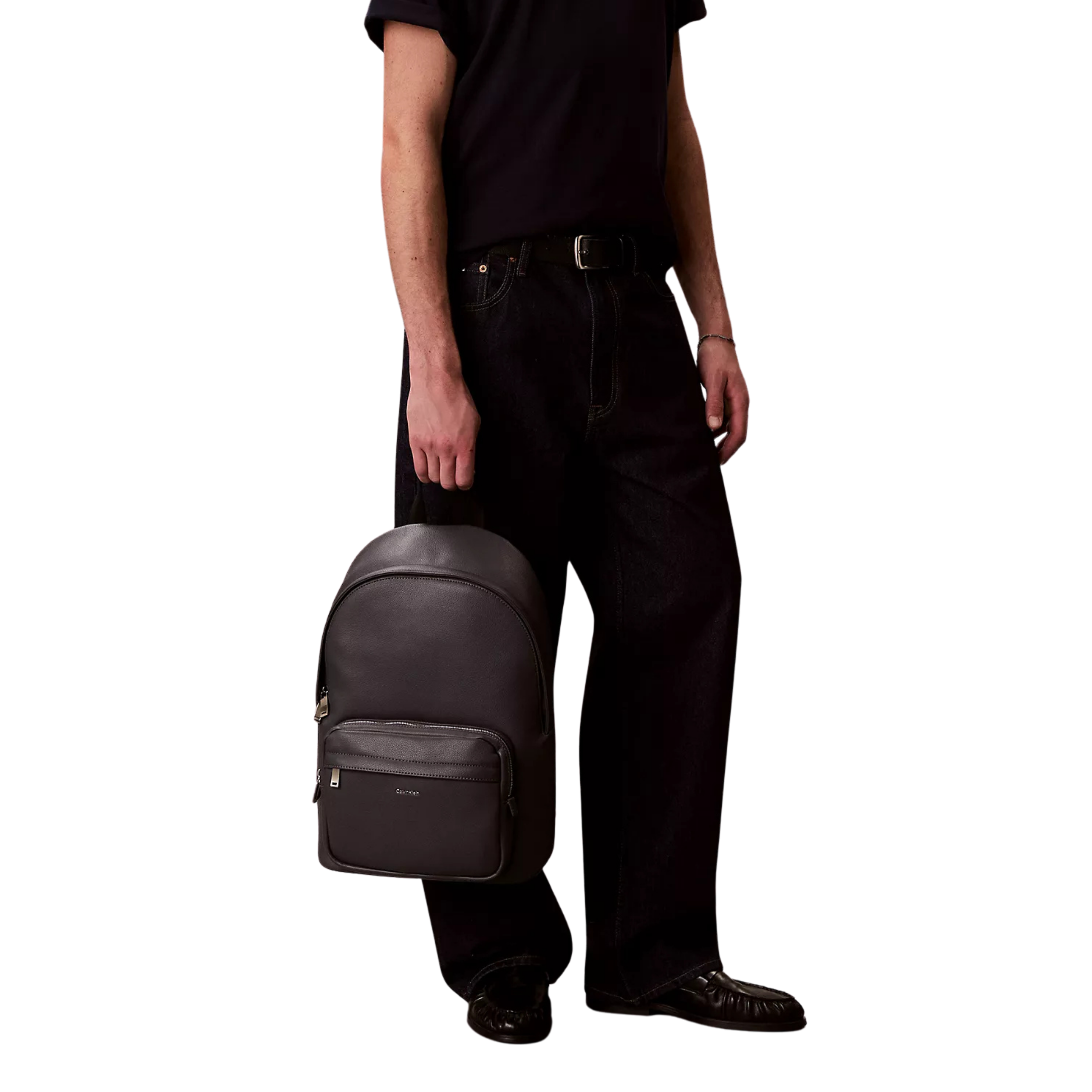 Calvin Klein Men Raised Logo Round Backpack - Iron Gate