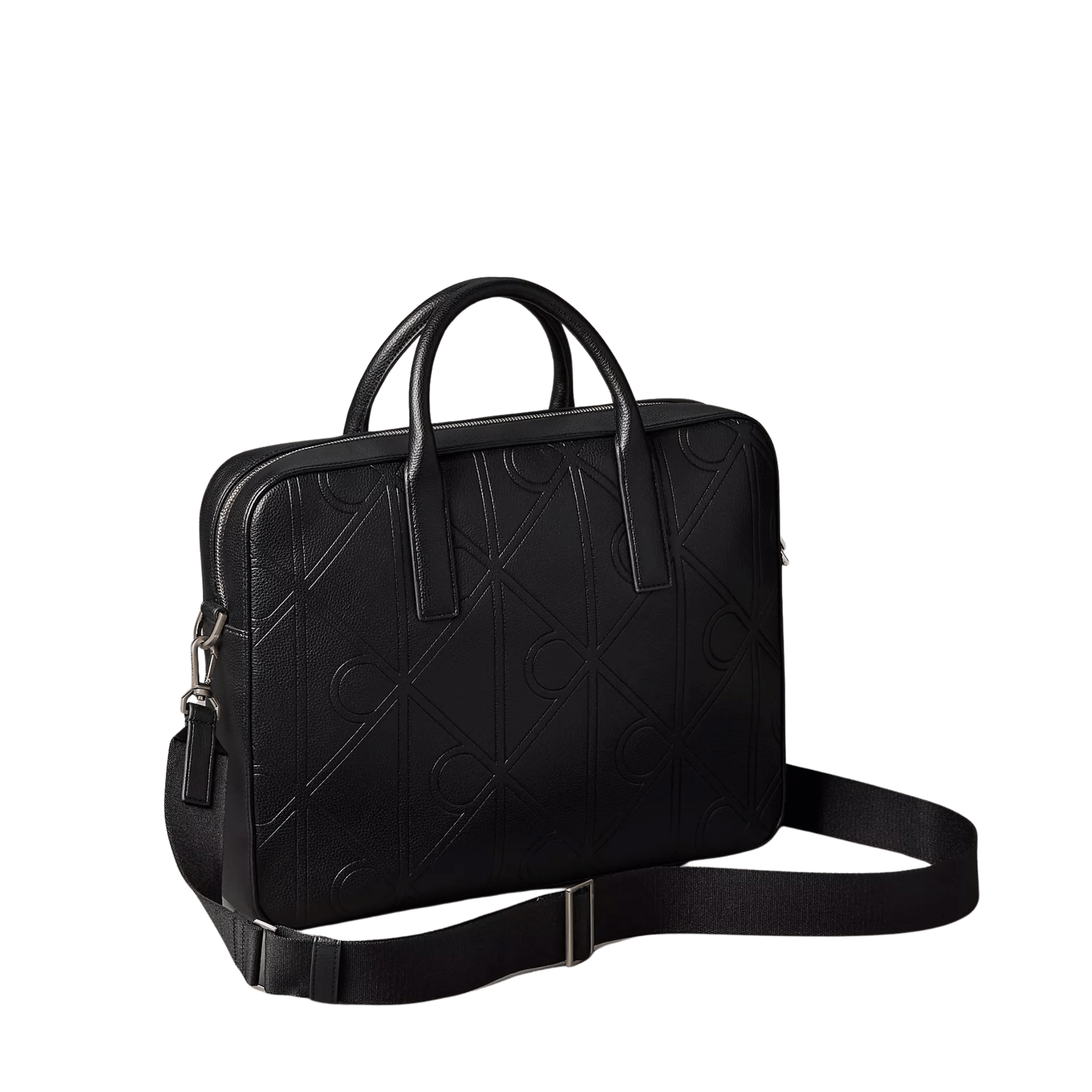 Calvin Klein Men Embossed Emblem Logo Commuter Bag - Black