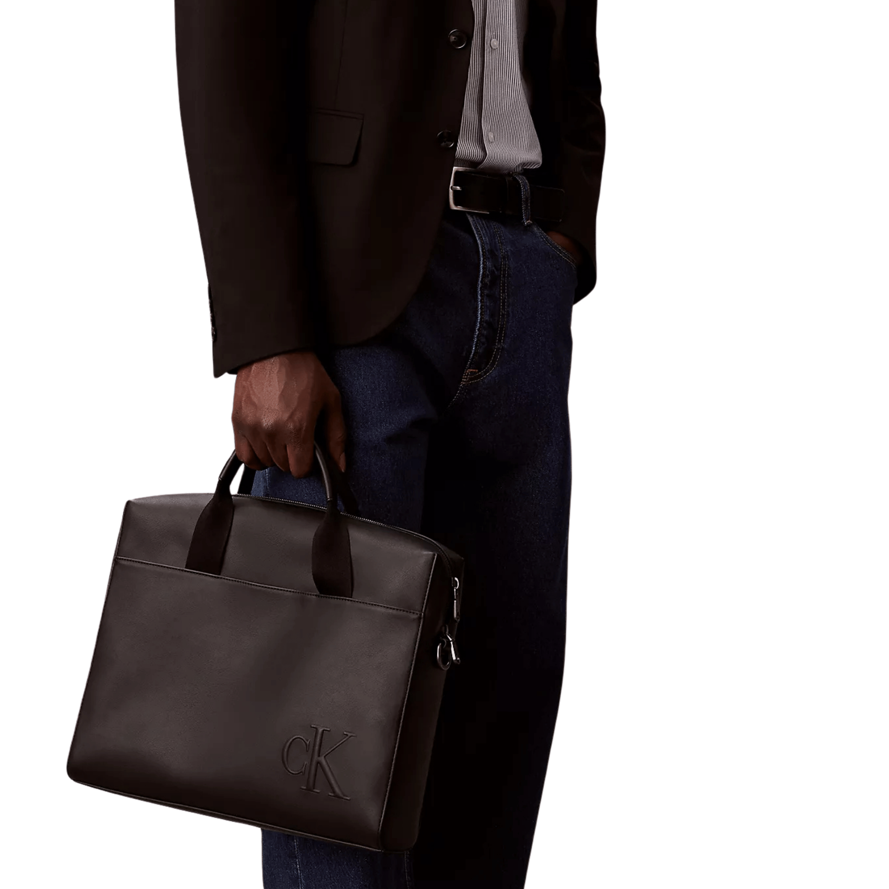 Calvin Klein Men Embossed Monogram Commuter Bag - Black