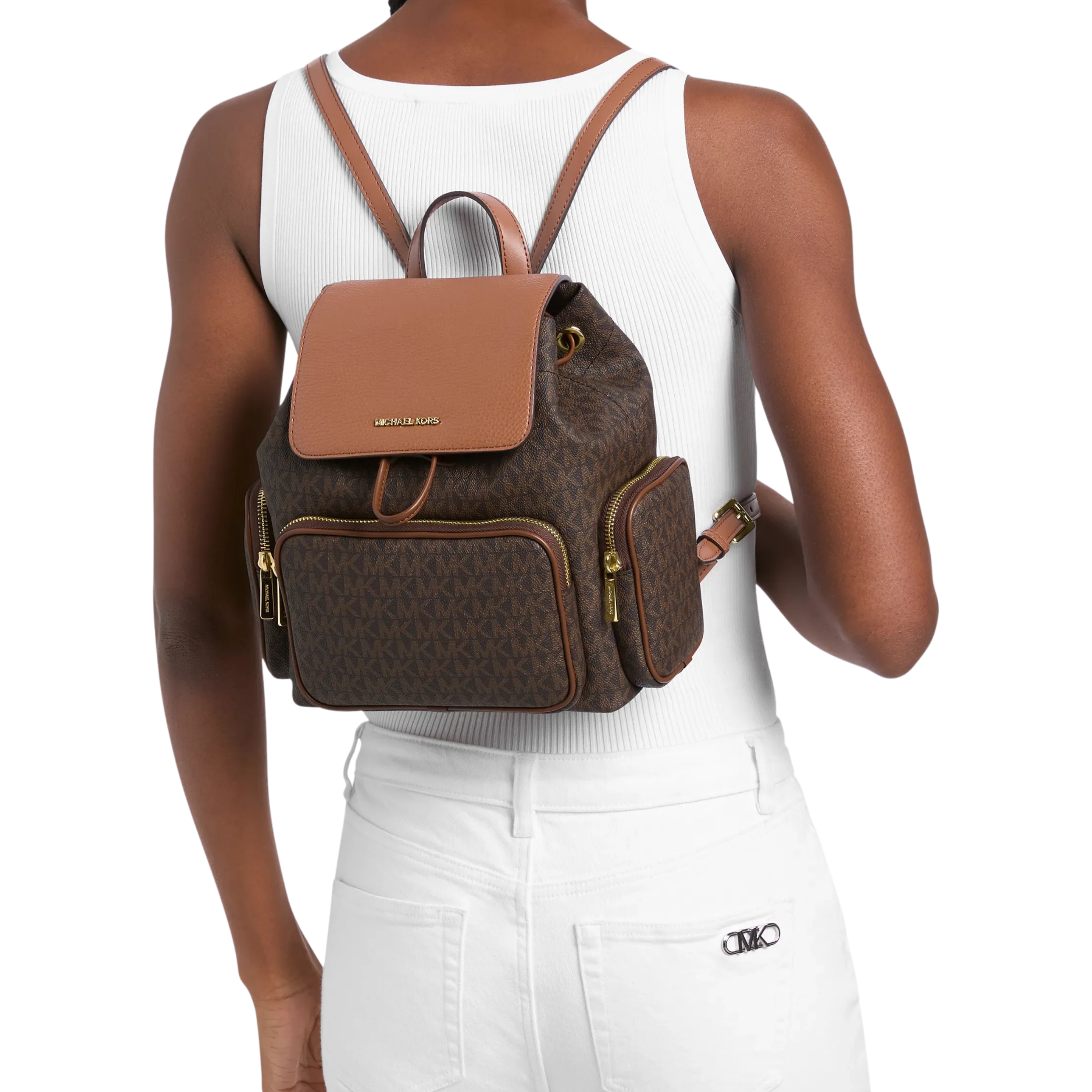 Michael Kors Women Merritt Small Signature Logo Cargo Backpack - Brown