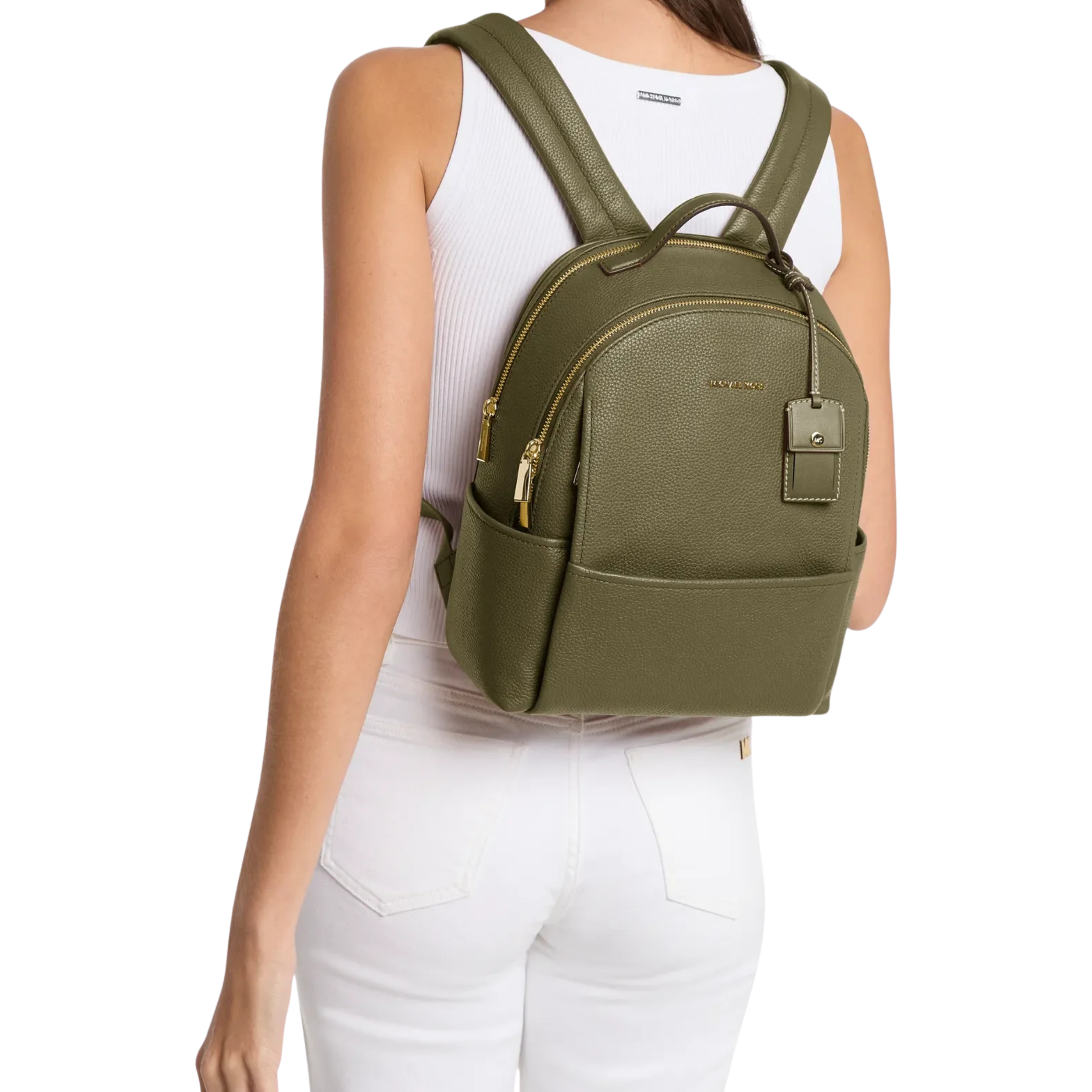 Michael Kors Women Sable Medium Pebbled Leather Backpack - Loden