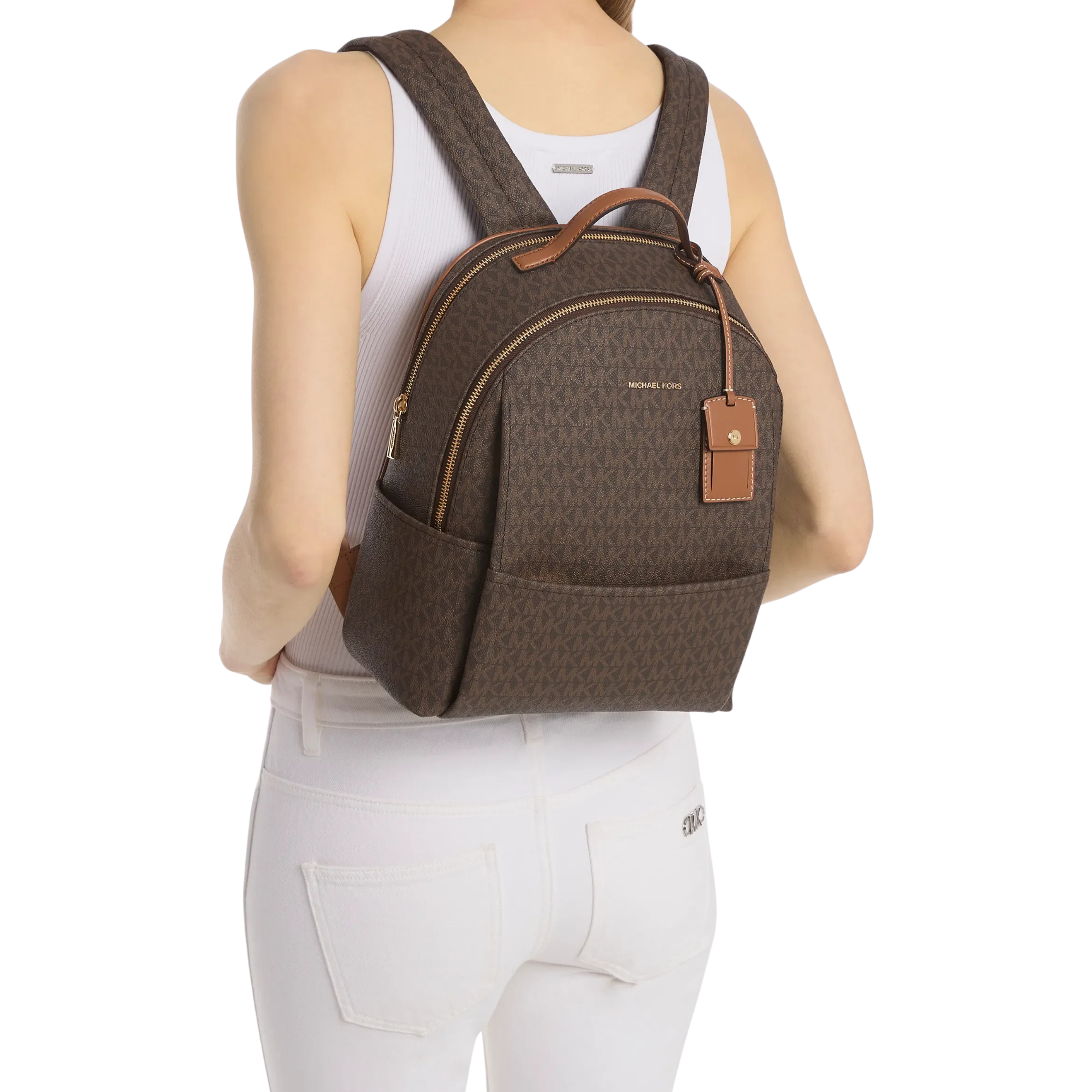 Michael Kors Women Sable Medium Signature Logo Backpack - Brown