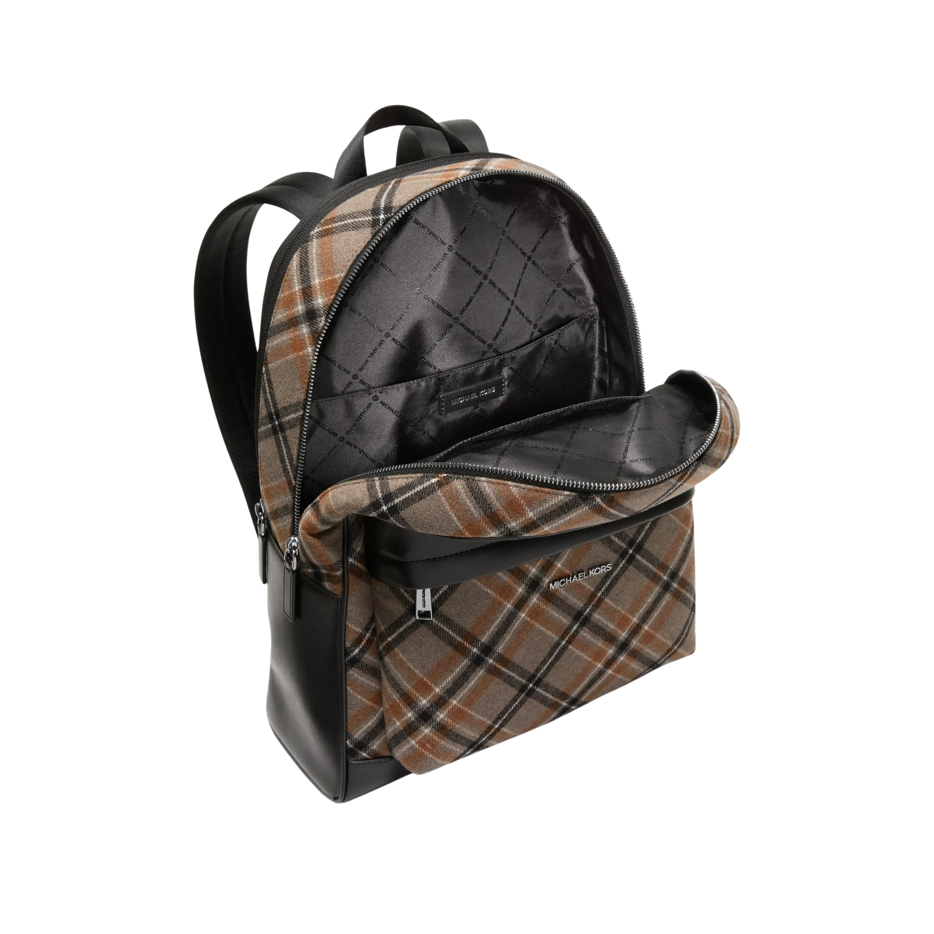 Michael Kors Men Pacey Plaid Print Wool Blend Backpack - Mushroom